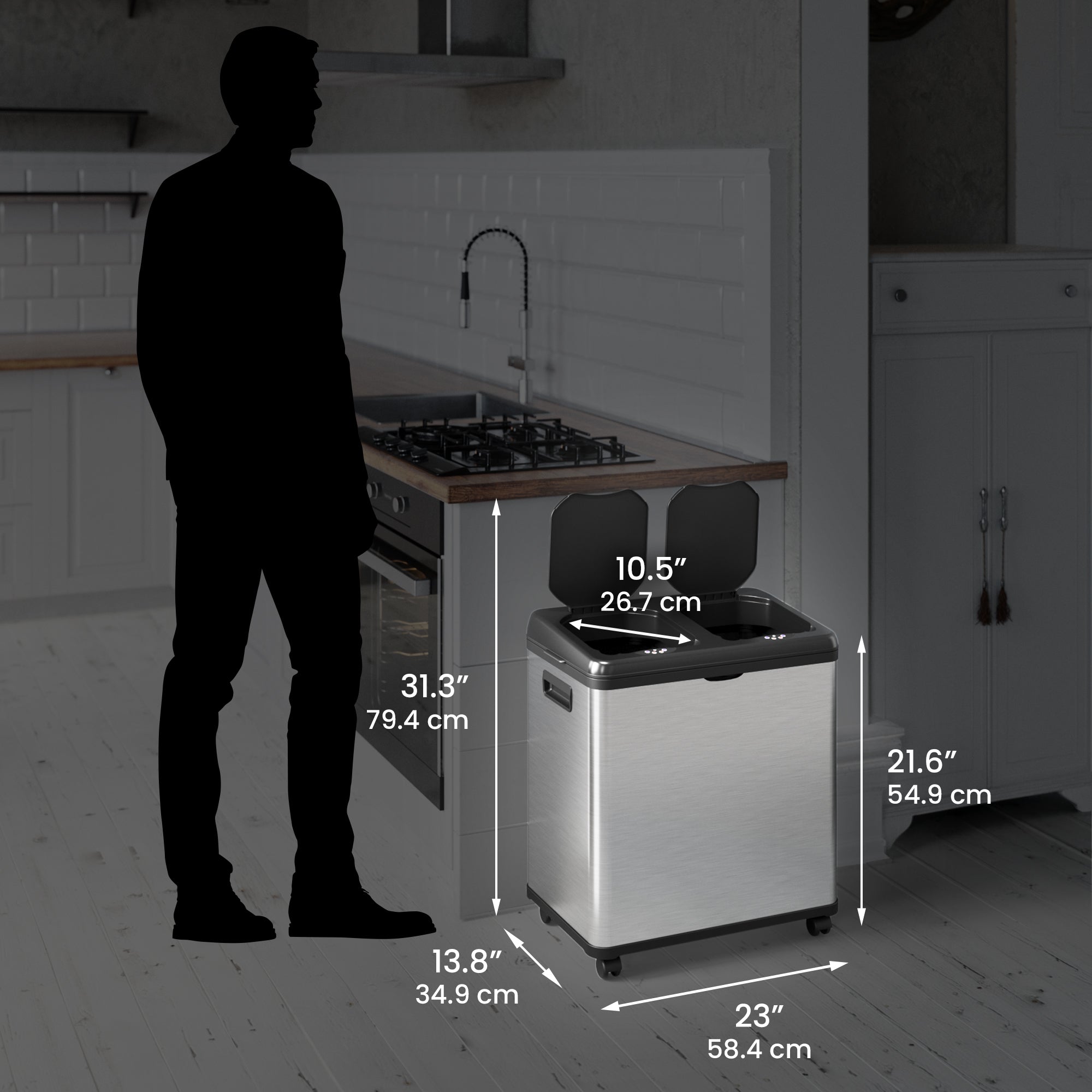 itouchless-16-gallon-61-liter-dual-compartment-sensor-trash-can-and-recycle-bin- image 6