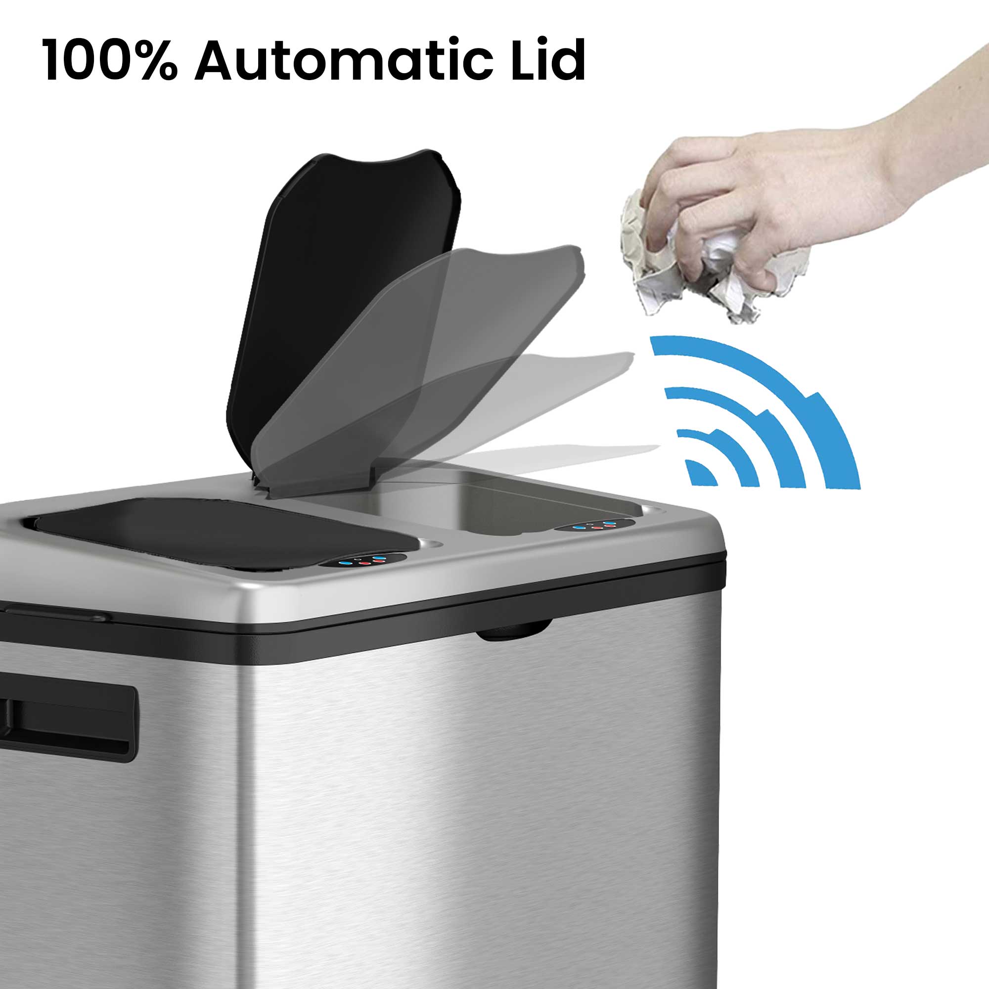 itouchless-16-gallon-61-liter-stainless-steel-dual-compartment-sensor-trash-can- image 2