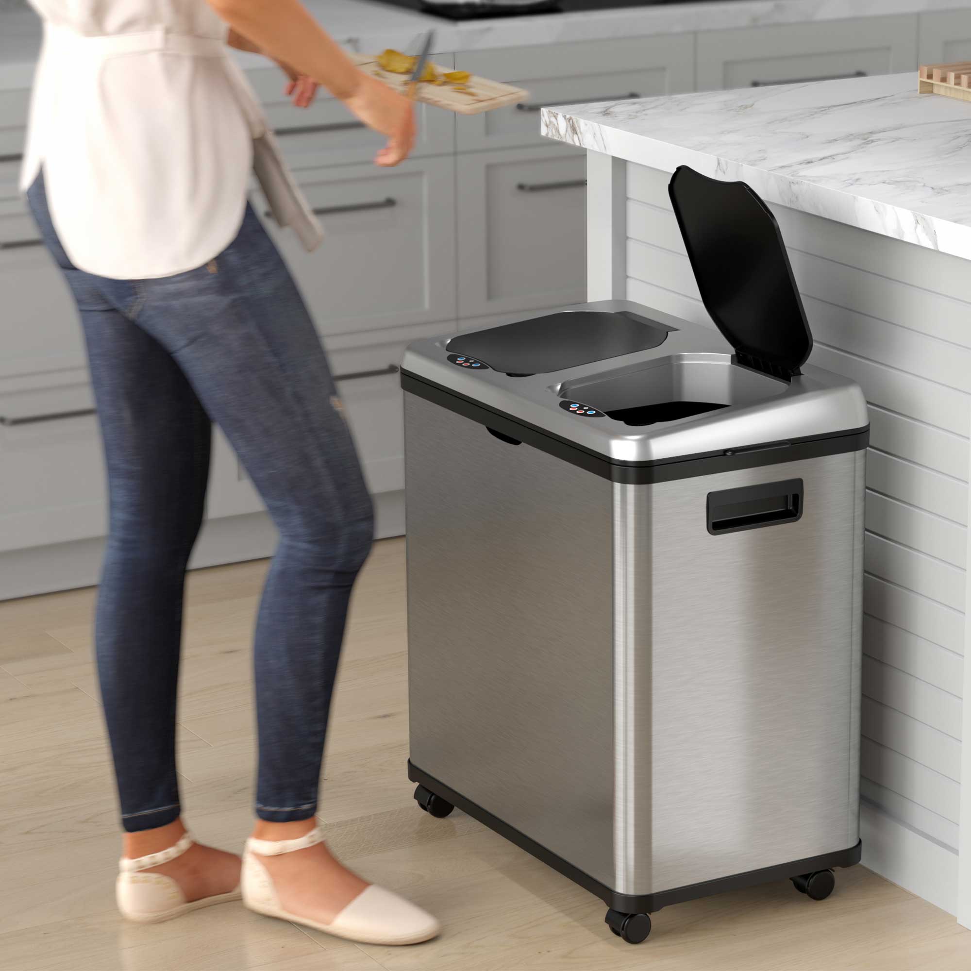 itouchless-16-gallon-61-liter-stainless-steel-dual-compartment-sensor-trash-can- image 4