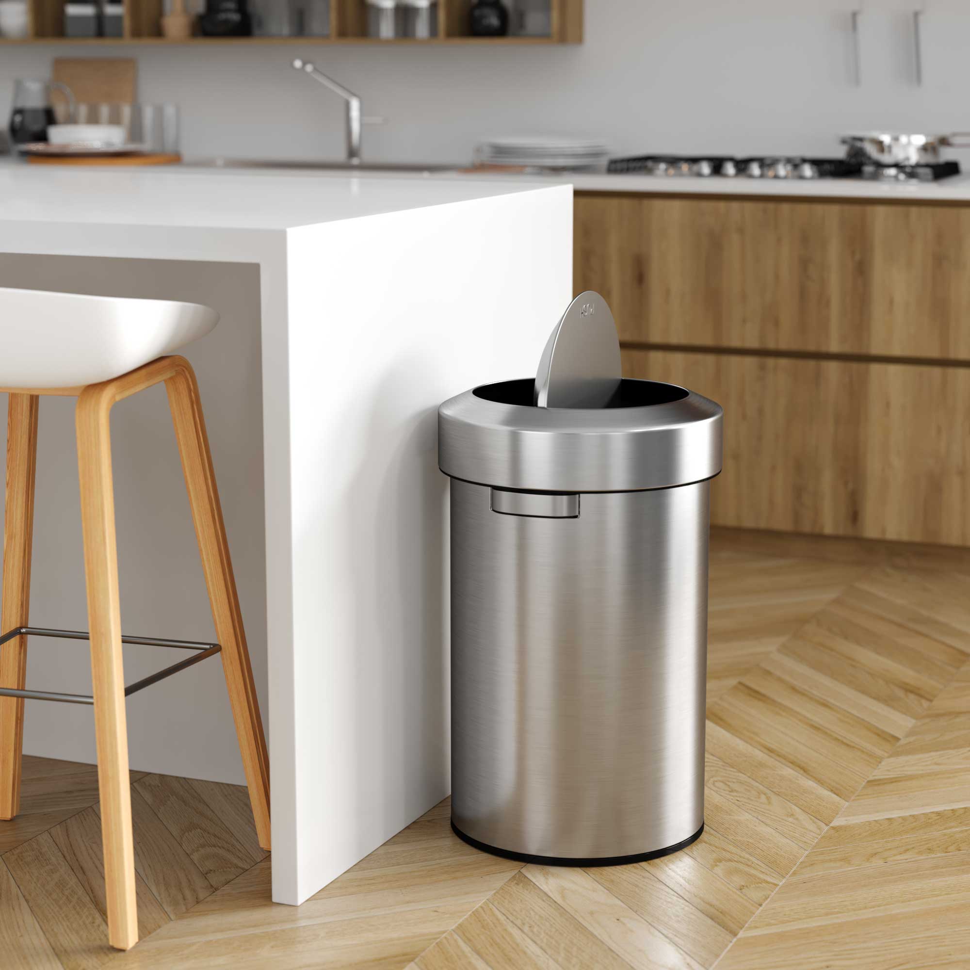 itouchless-17-gallon-64l-titan-stainless-steel-swing-open-top-kitchen-trash-can image 2