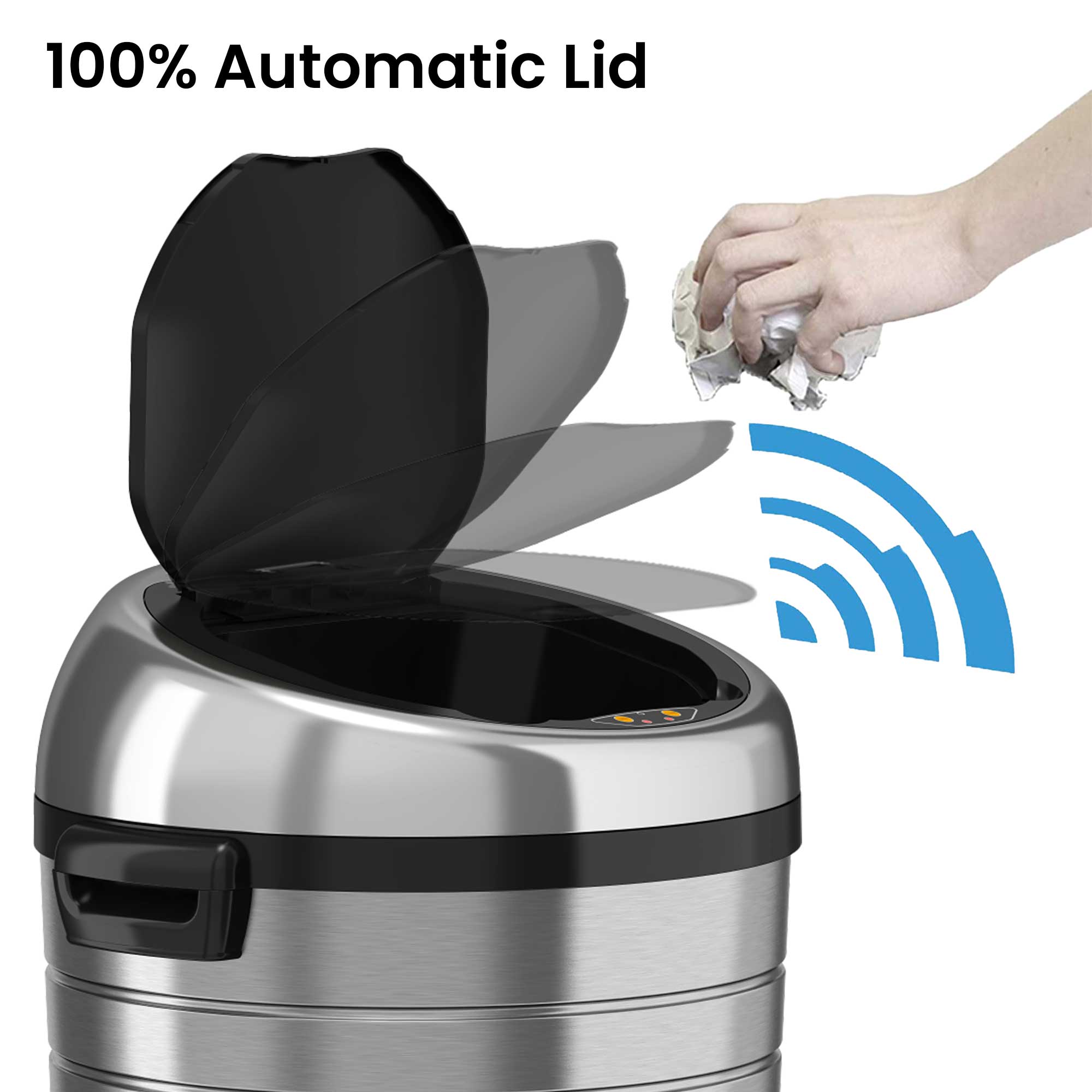 itouchless-68l-18-gallon-stainless-steel-round-sensor-kitchen-trash-can-with-whe image 2