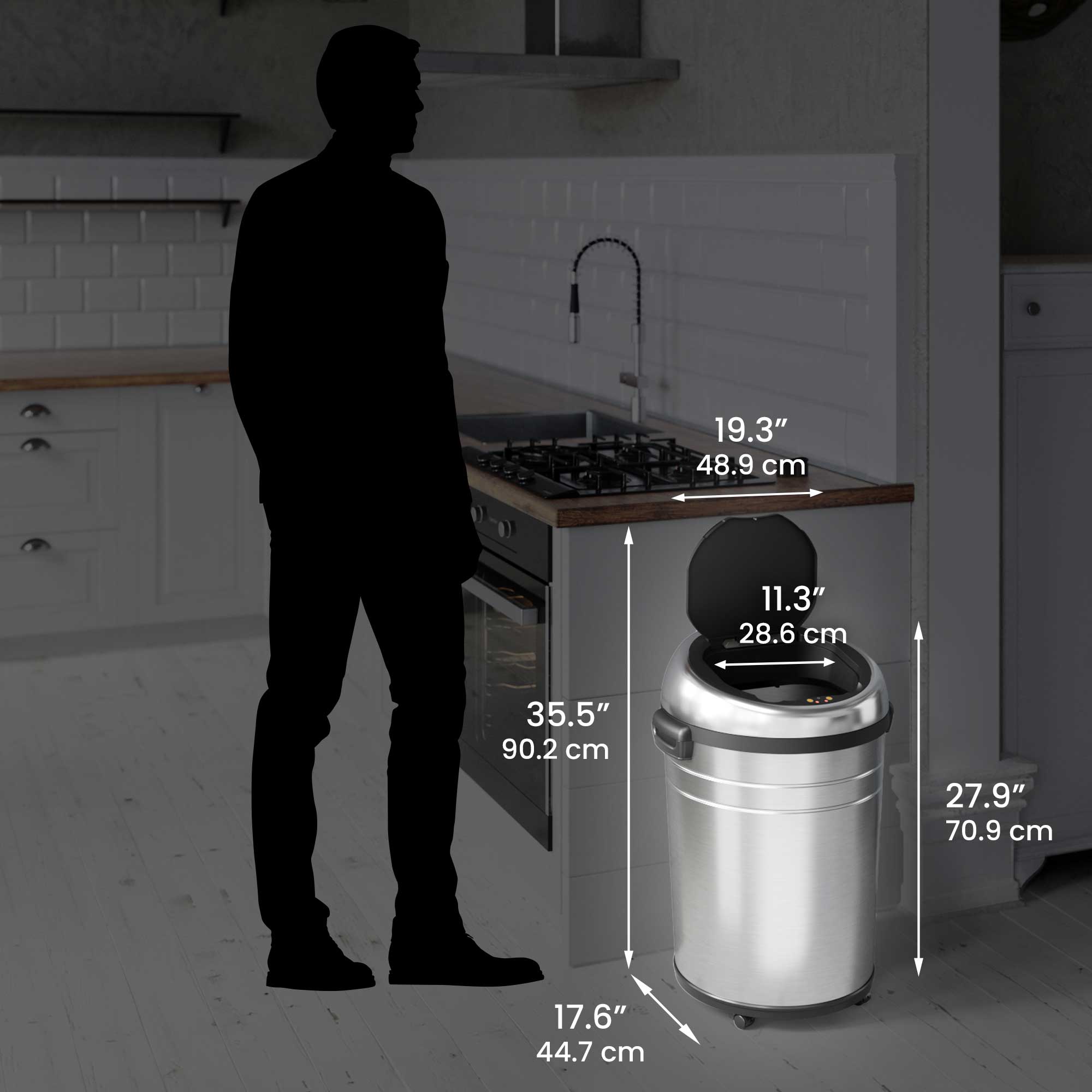 itouchless-68l-18-gallon-stainless-steel-round-sensor-kitchen-trash-can-with-whe image 6