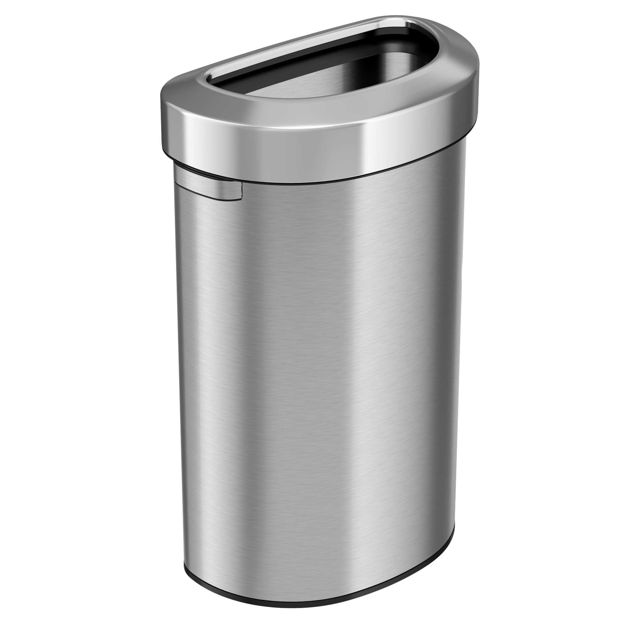 itouchless-87-liter-23-gallon-semi-round-open-top-stainless-steel-kitchen-trash- image 1
