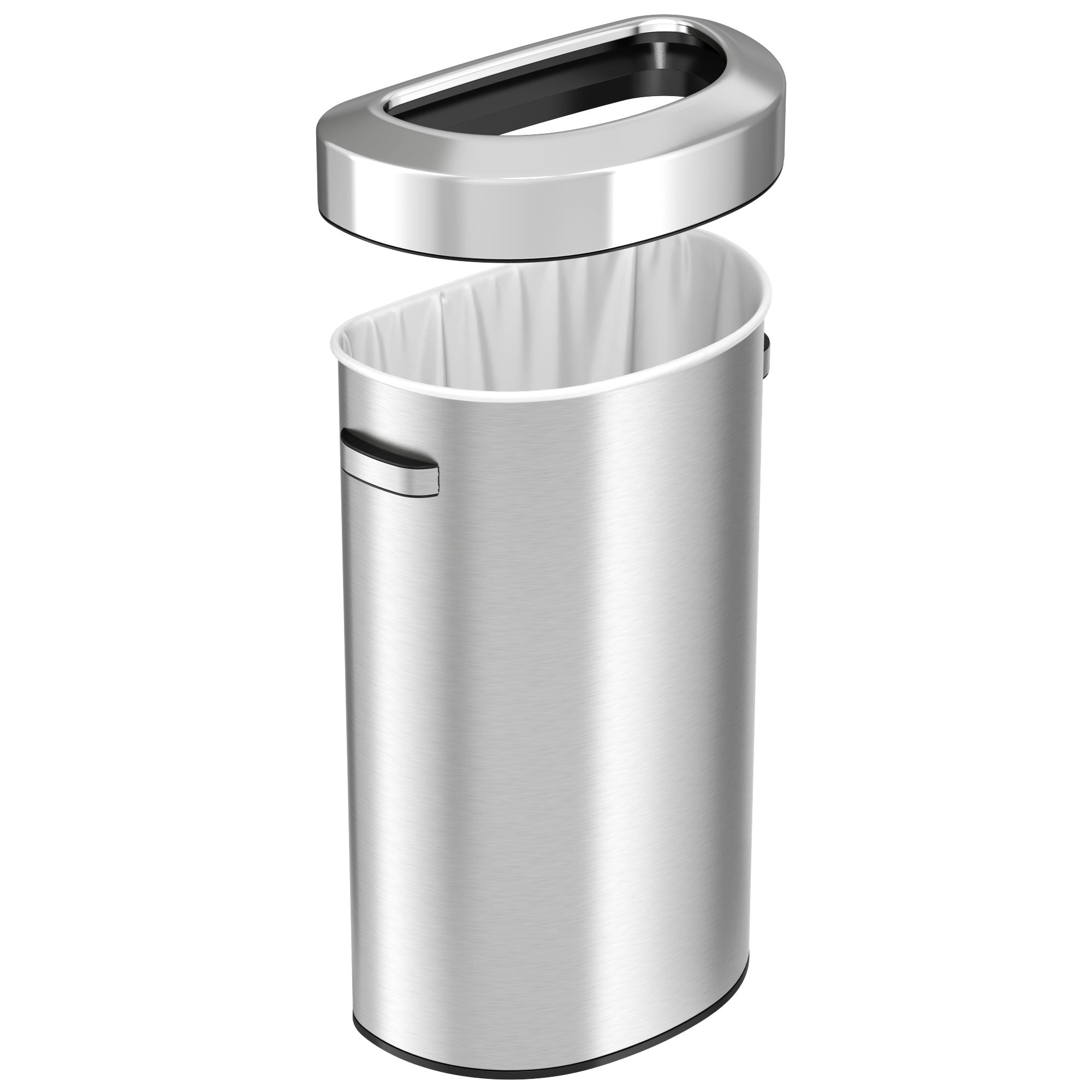itouchless-87-liter-23-gallon-semi-round-open-top-stainless-steel-kitchen-trash- image 3
