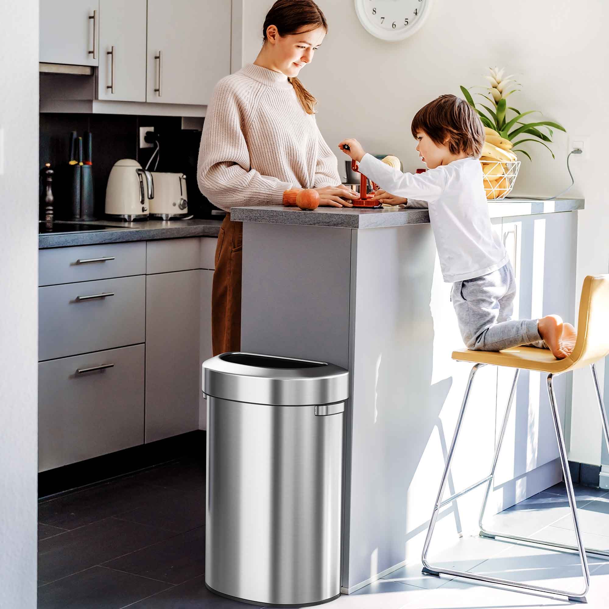 itouchless-87-liter-23-gallon-semi-round-open-top-stainless-steel-kitchen-trash- image 4