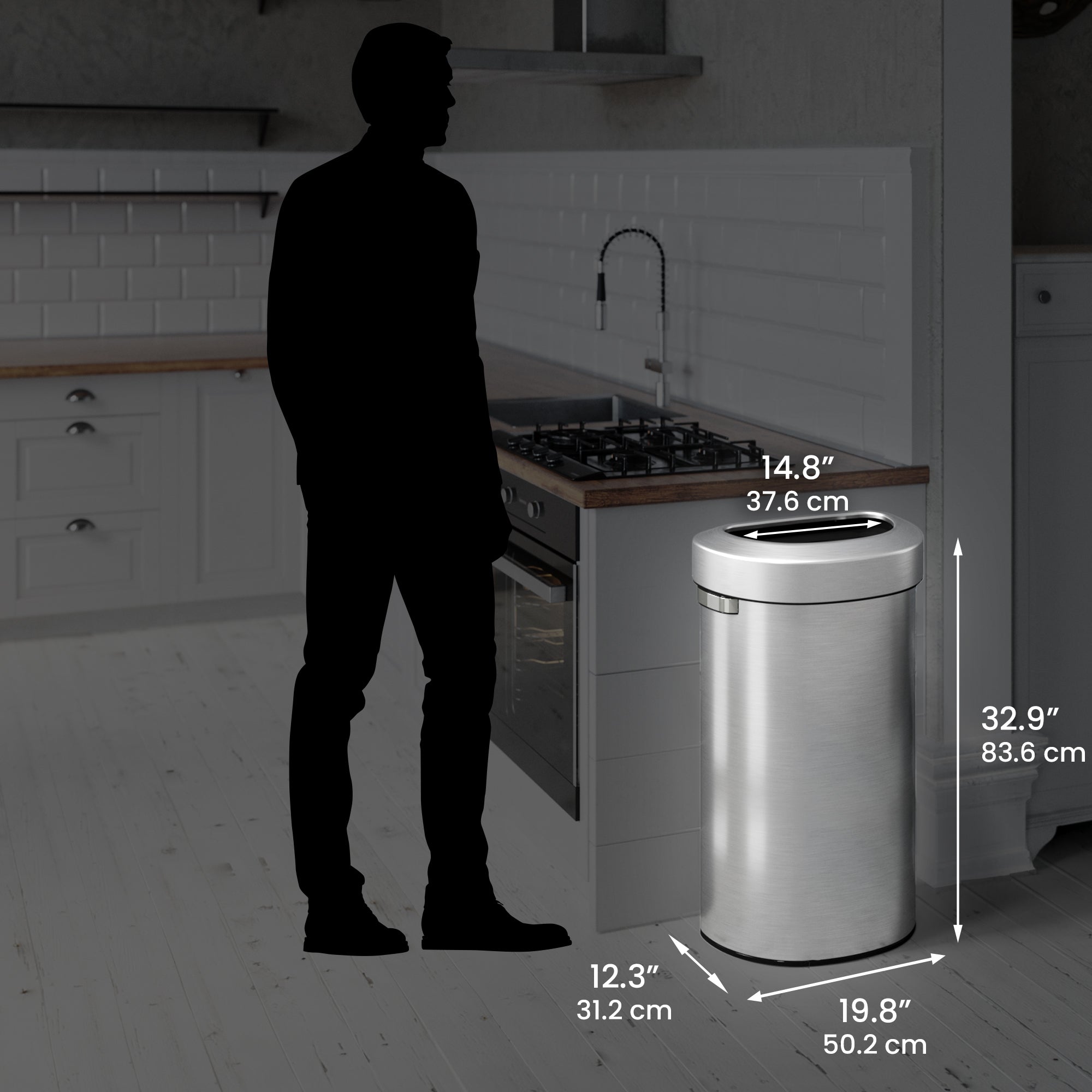 itouchless-87-liter-23-gallon-semi-round-open-top-stainless-steel-kitchen-trash- image 6