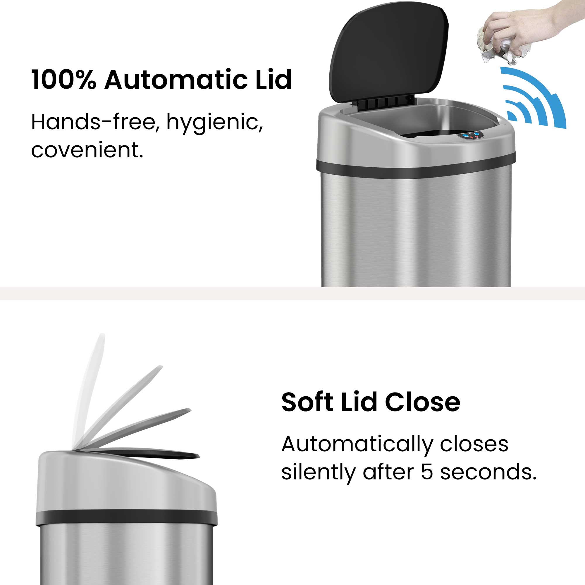 itouchless-91-liter-24-gallon-oval-stainless-steel-sensor-kitchen-trash-can-with image 3