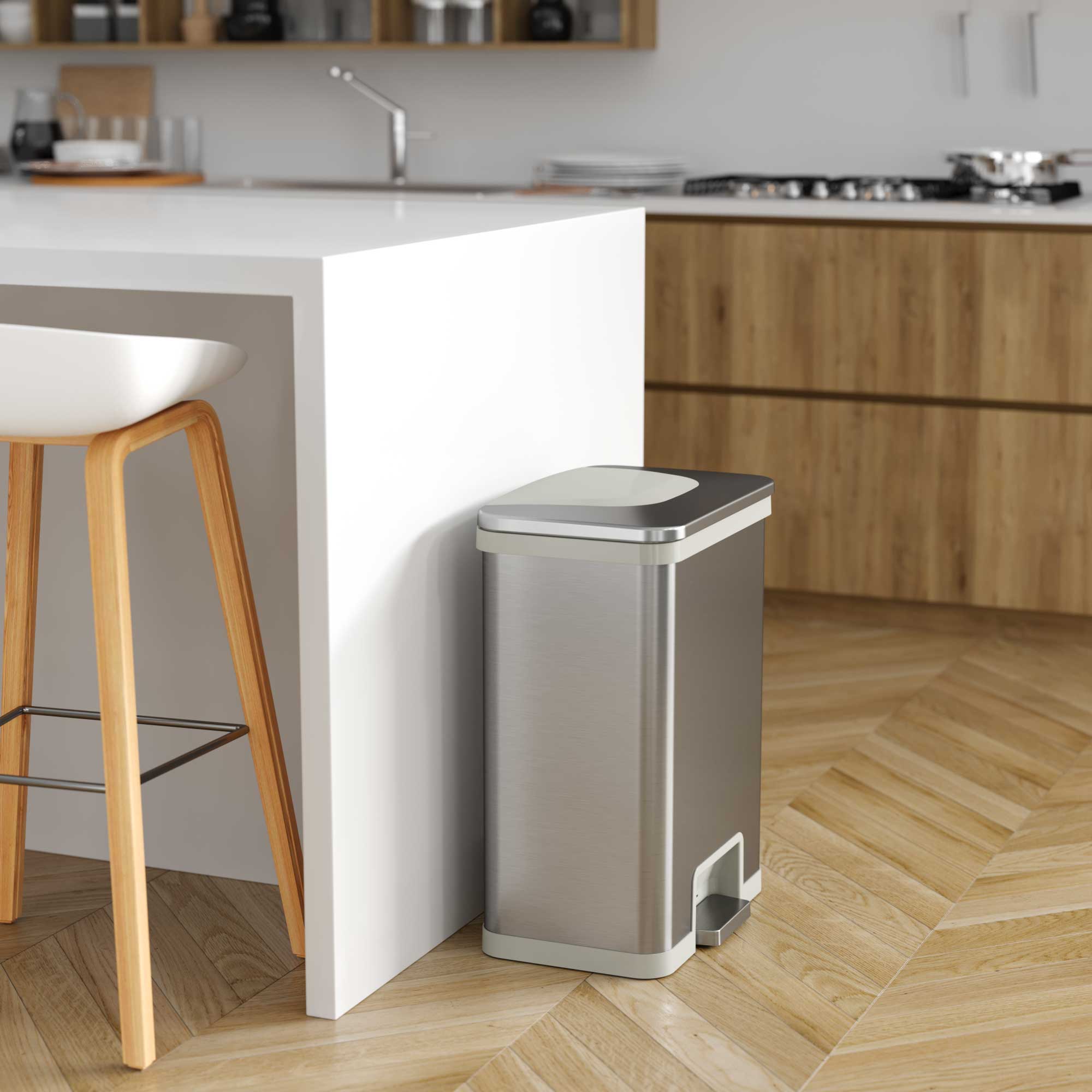 itouchless-50-liter-13-gallon-autostep-stainless-steel-sensor-kitchen-trash-can- image 3