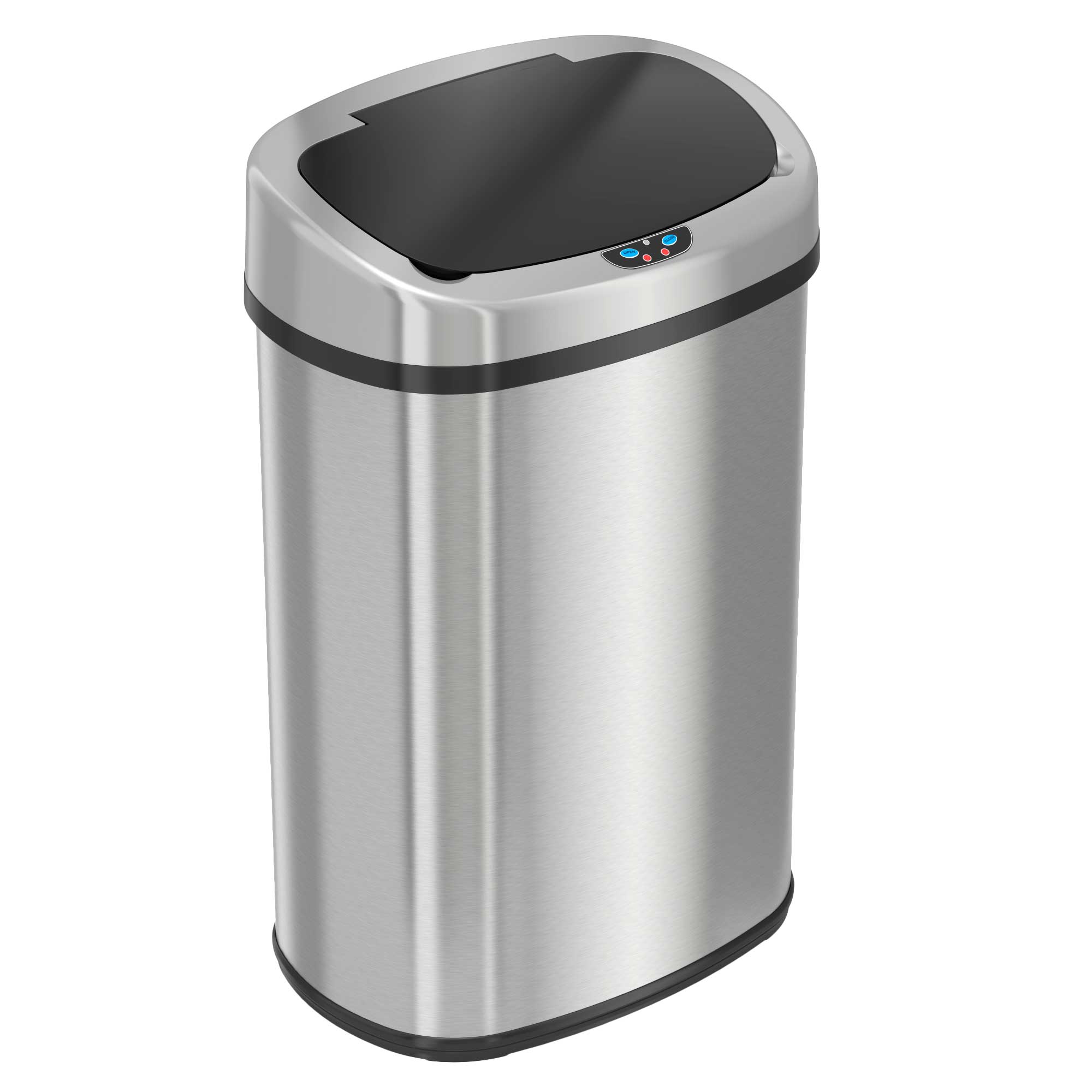 itouchless-13-gallon-oval-stainless-steel-sensor-kitchen-trash-can-with-absorbx- image 1