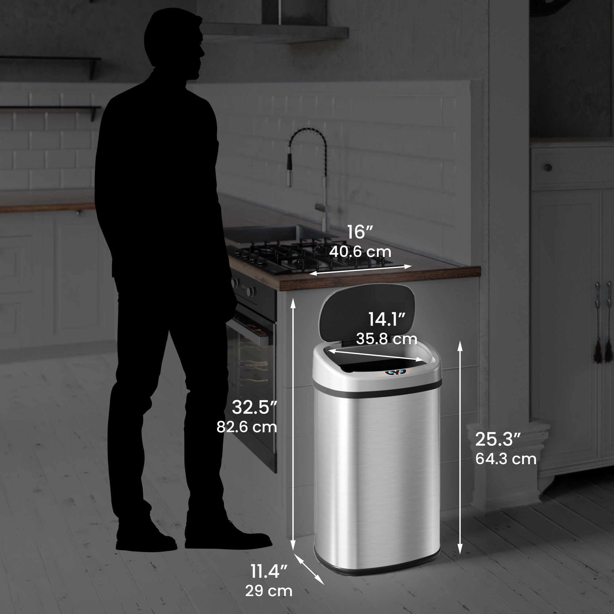 itouchless-13-gallon-oval-stainless-steel-sensor-kitchen-trash-can-with-absorbx- image 6