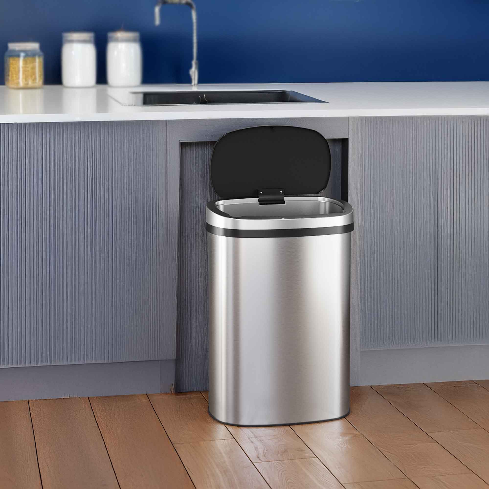itouchless-50-liter-13-gallon-press-lid-stainless-steel-kitchen-trash-can-with-a image 4