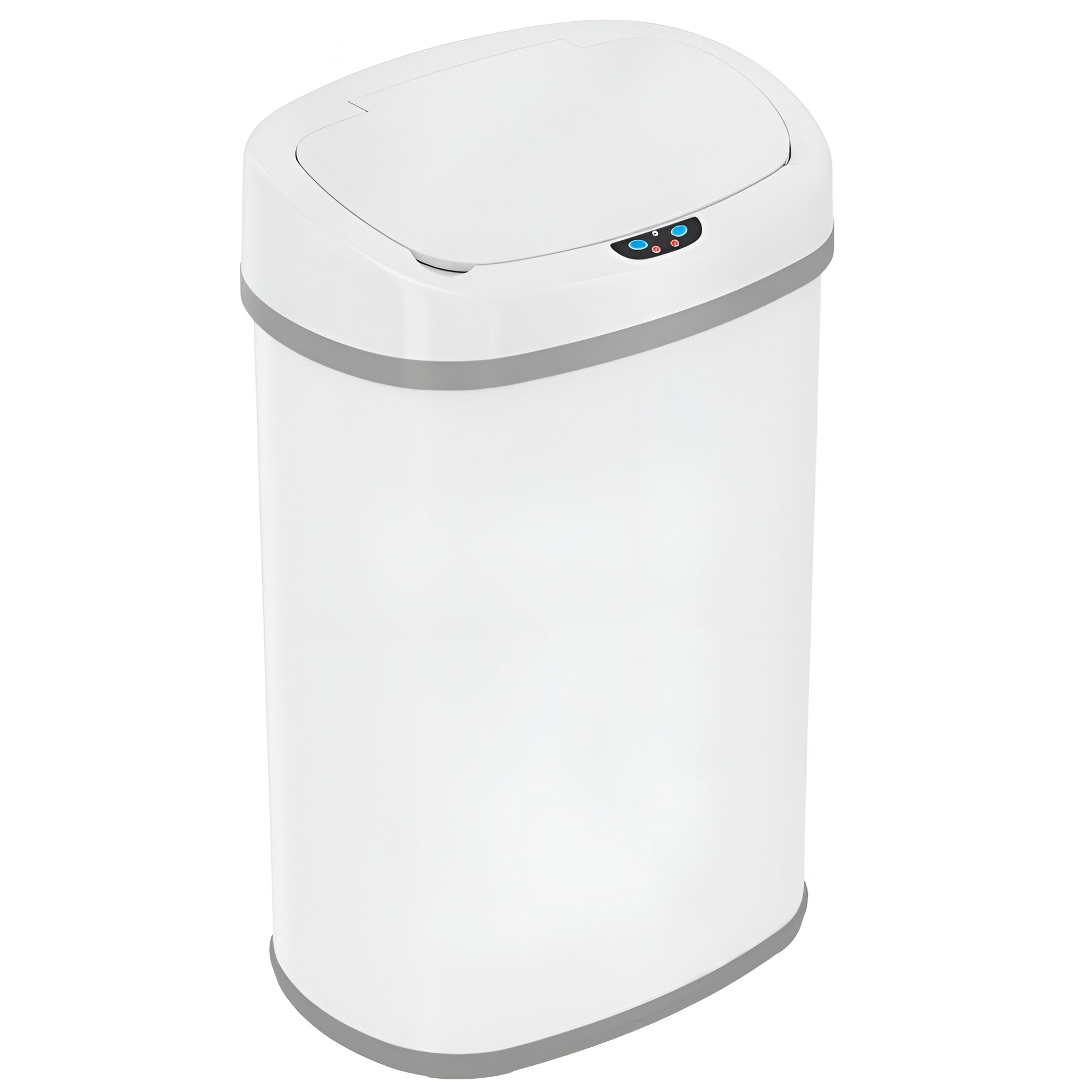 itouchless-13-gallon-oval-chalk-white-stainless-steel-sensor-trash-can-with-abso image 1