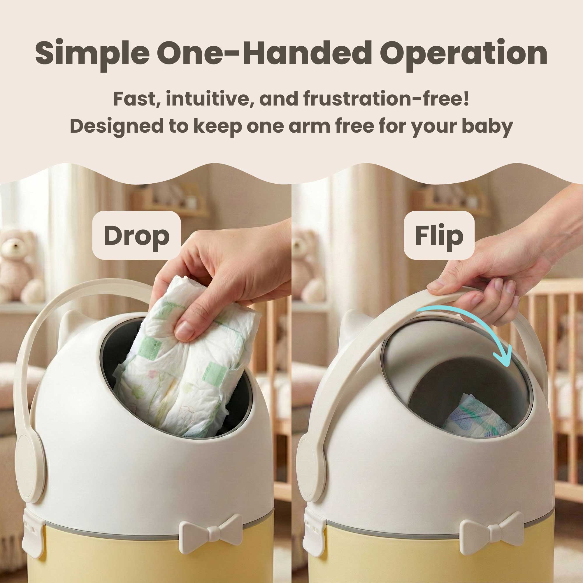 itouchless-odorless-diaper-pail-4-gallon-sand-almond-odor-locking-ball-system image 3