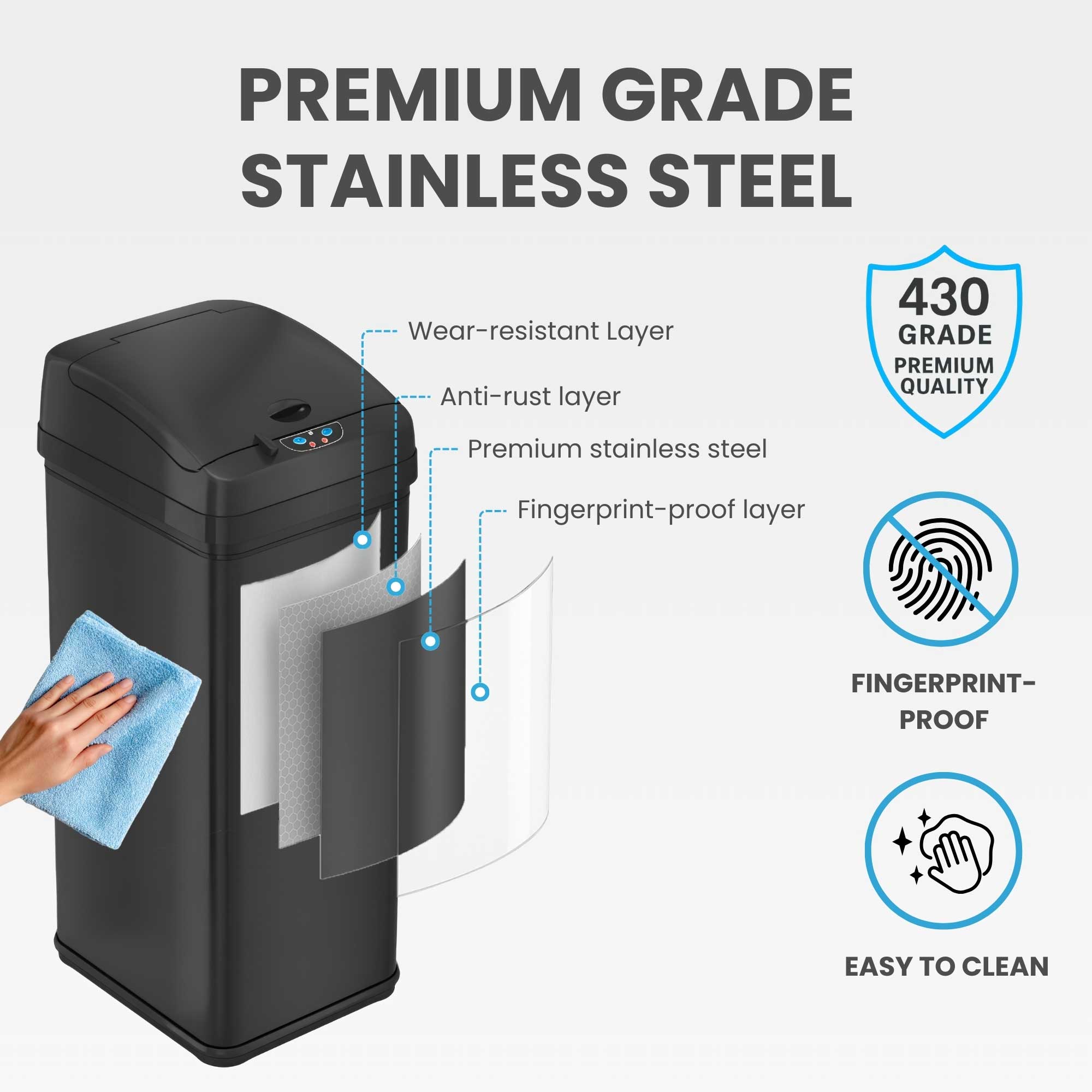 itouchless-50-liter-13-gallon-matte-black-stainless-steel-sensor-kitchen-trash-c image 5