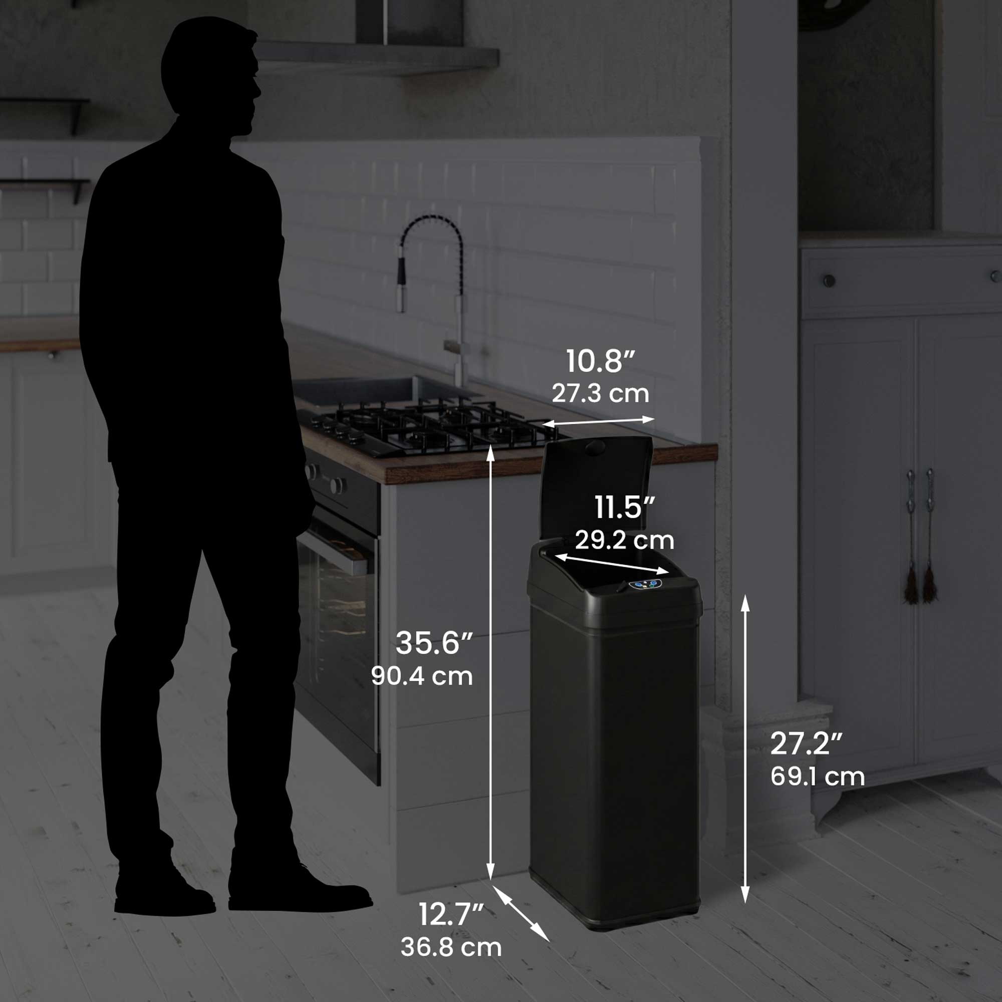 itouchless-50-liter-13-gallon-matte-black-stainless-steel-sensor-kitchen-trash-c image 6