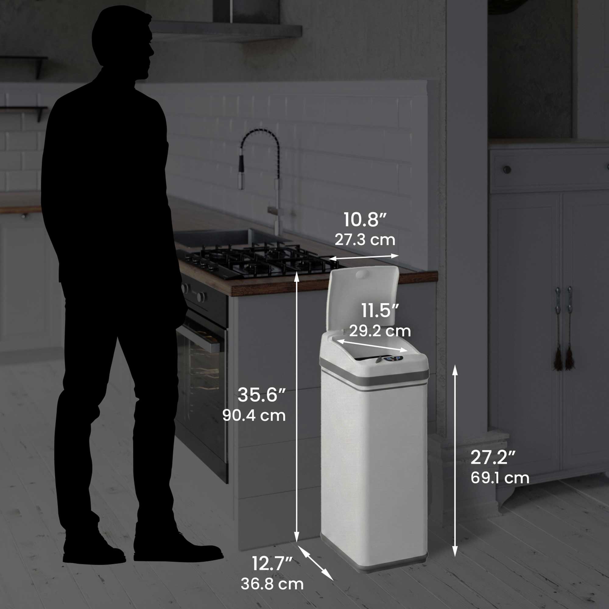 itouchless-50-liter-13-gallon-chalk-white-stainless-steel-sensor-kitchen-trash-c image 6