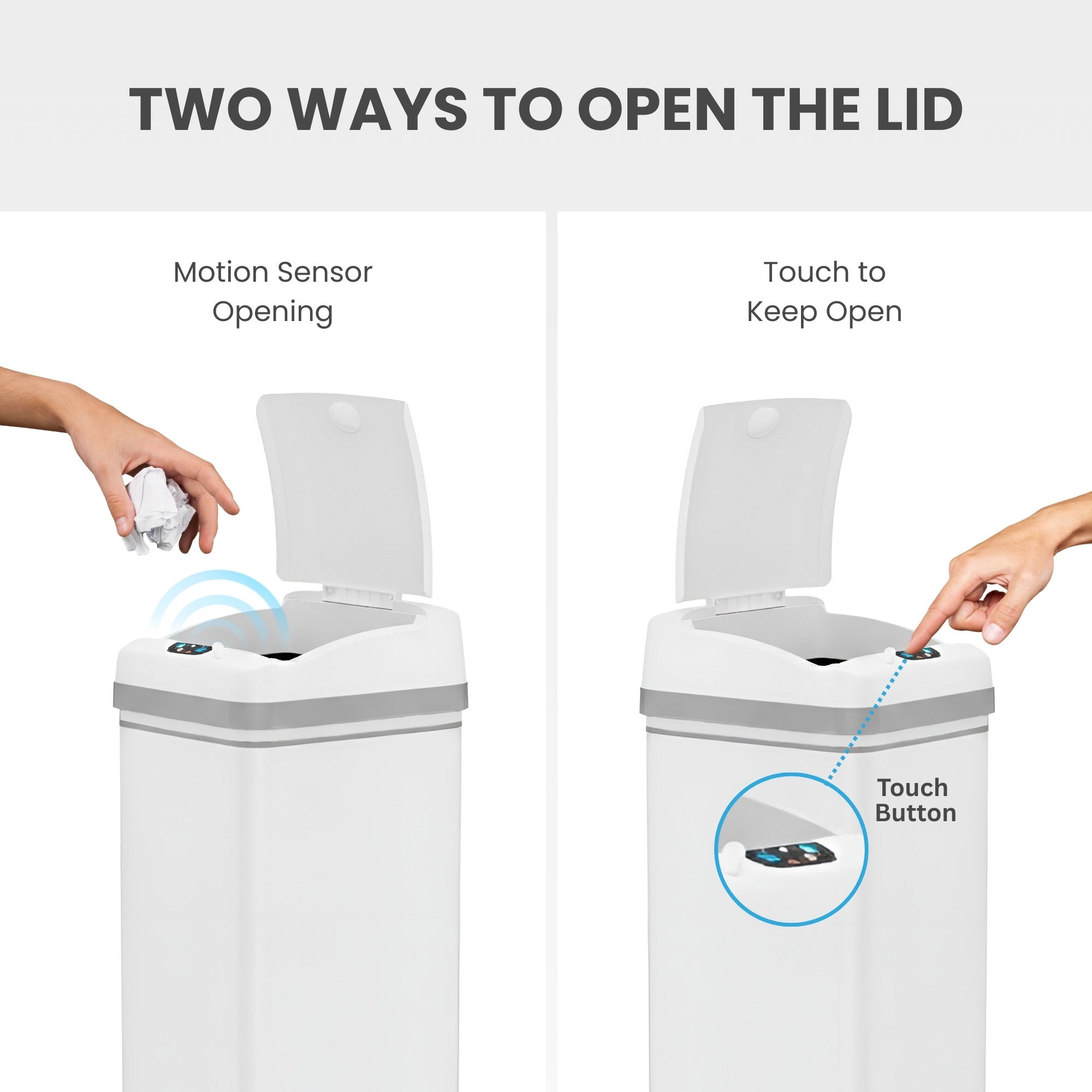 itouchless-50-liter-13-gallon-chalk-white-stainless-steel-sensor-kitchen-trash-c image 3
