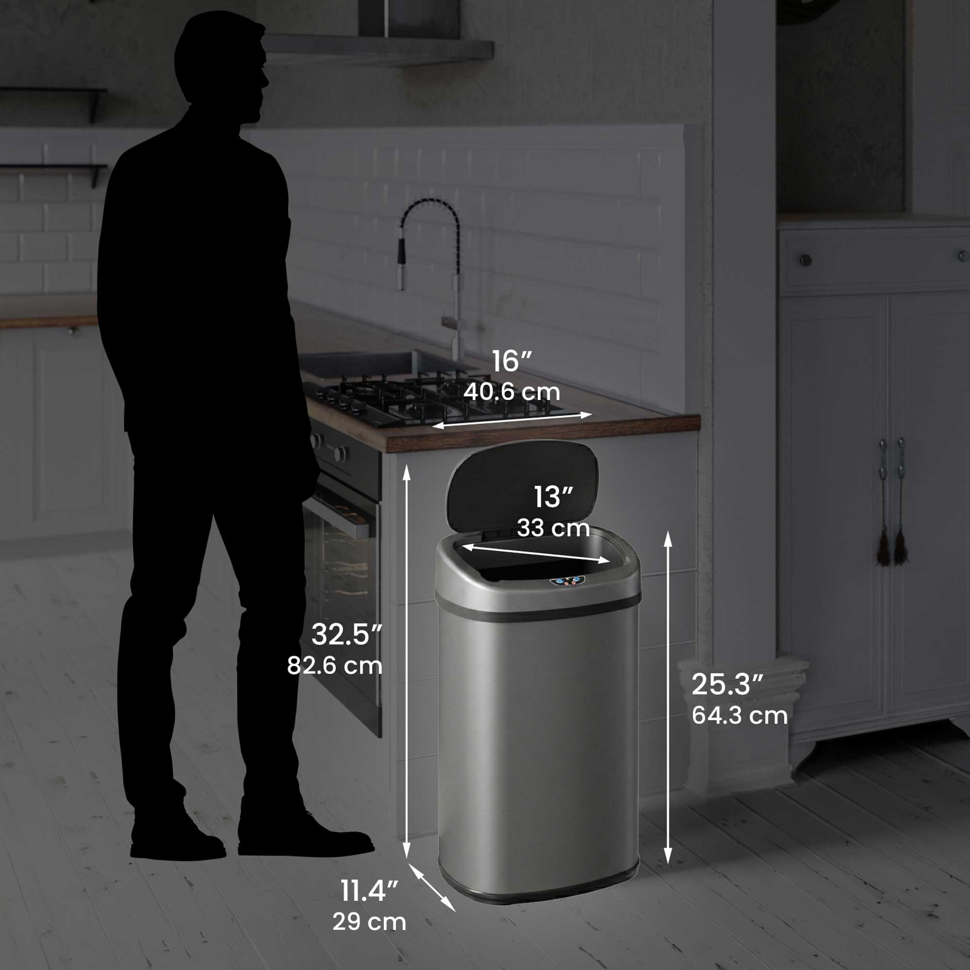 itouchless-13-gallon-gunmetal-gray-stainless-steel-touchless-sensor-kitchen-tras image 6