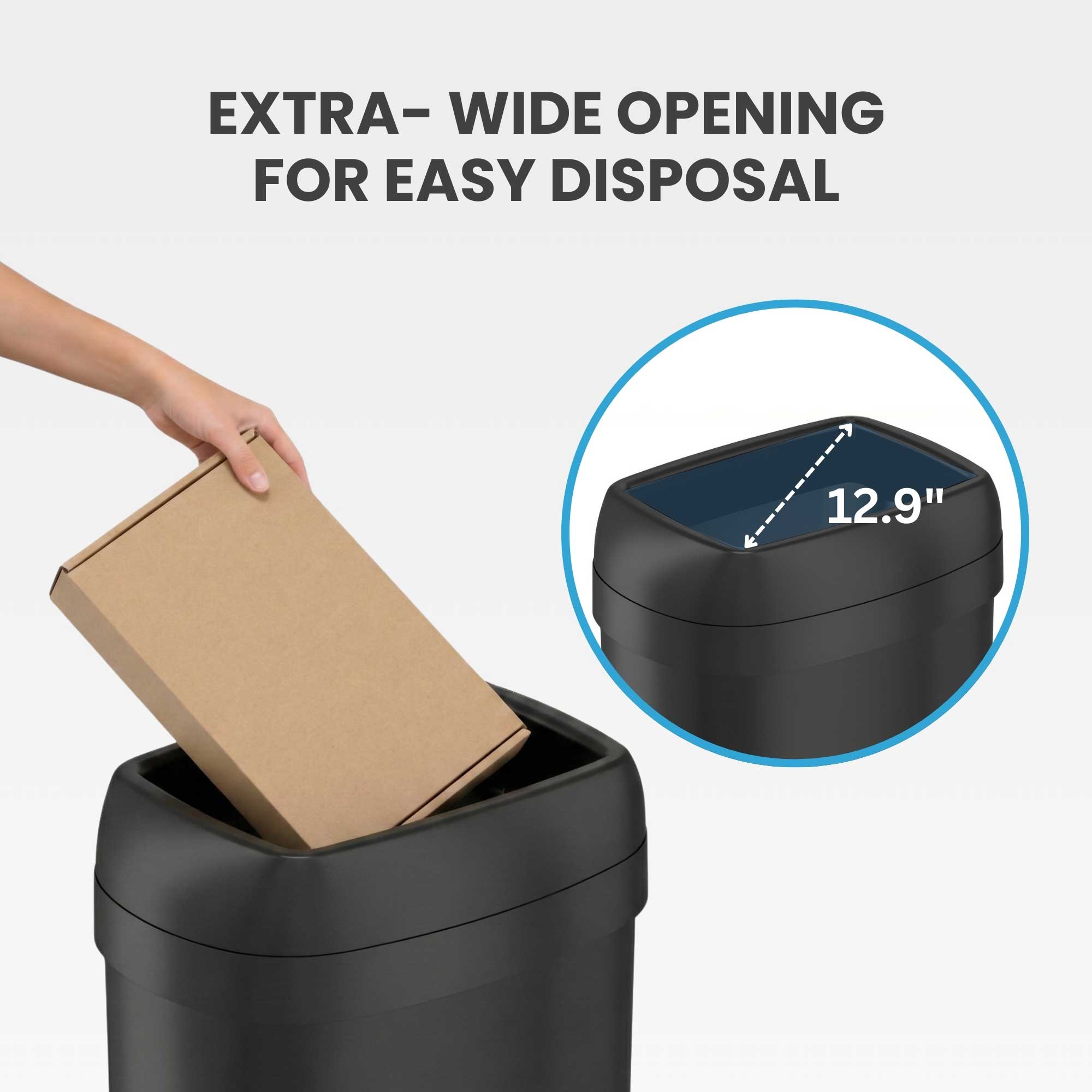 itouchless-61l-16-gallon-oval-open-top-matte-black-stainless-steel-trash-can-wit image 3