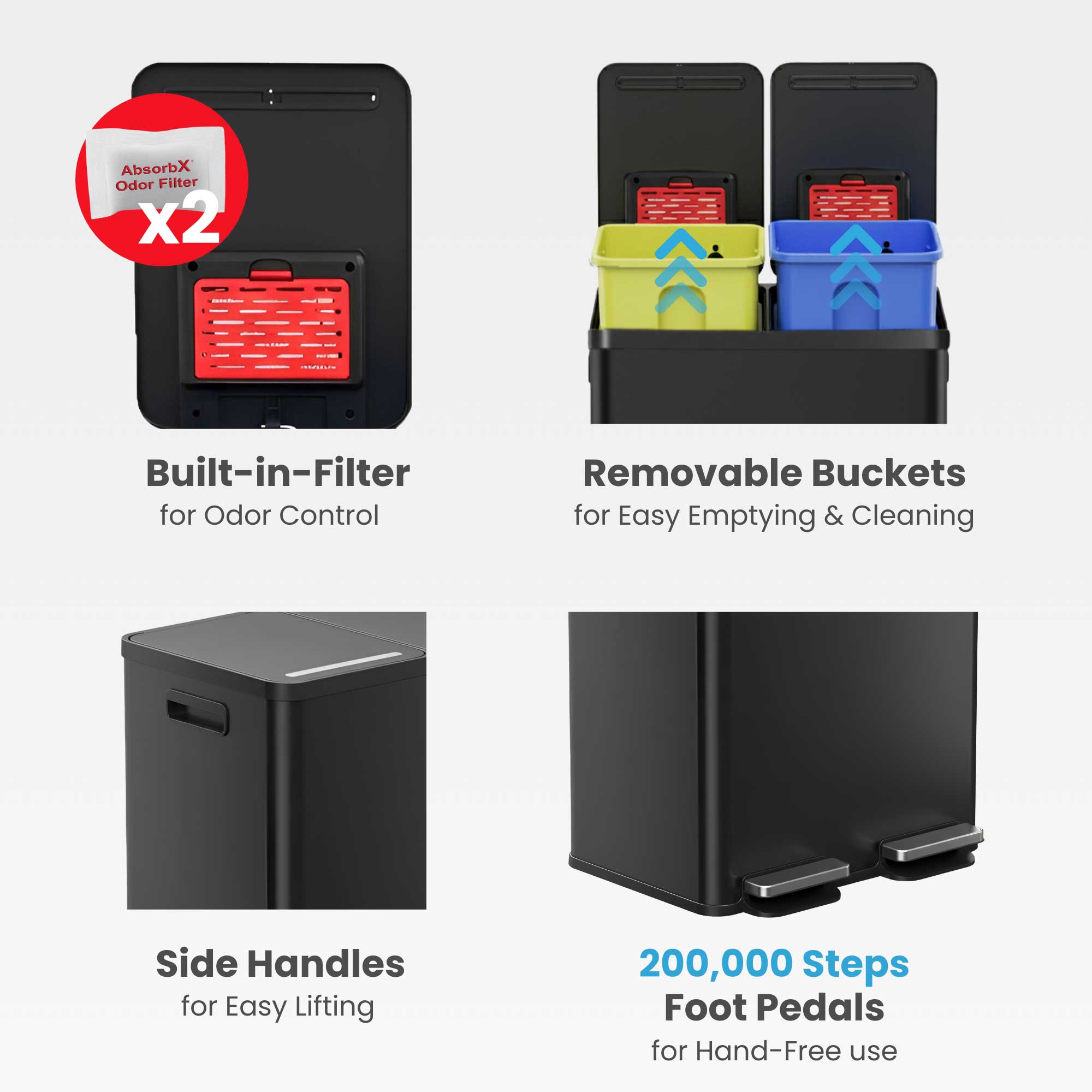 itouchless-16-gallon-60-liter-softstep-matte-black-dual-compartment-trash-and-re image 4