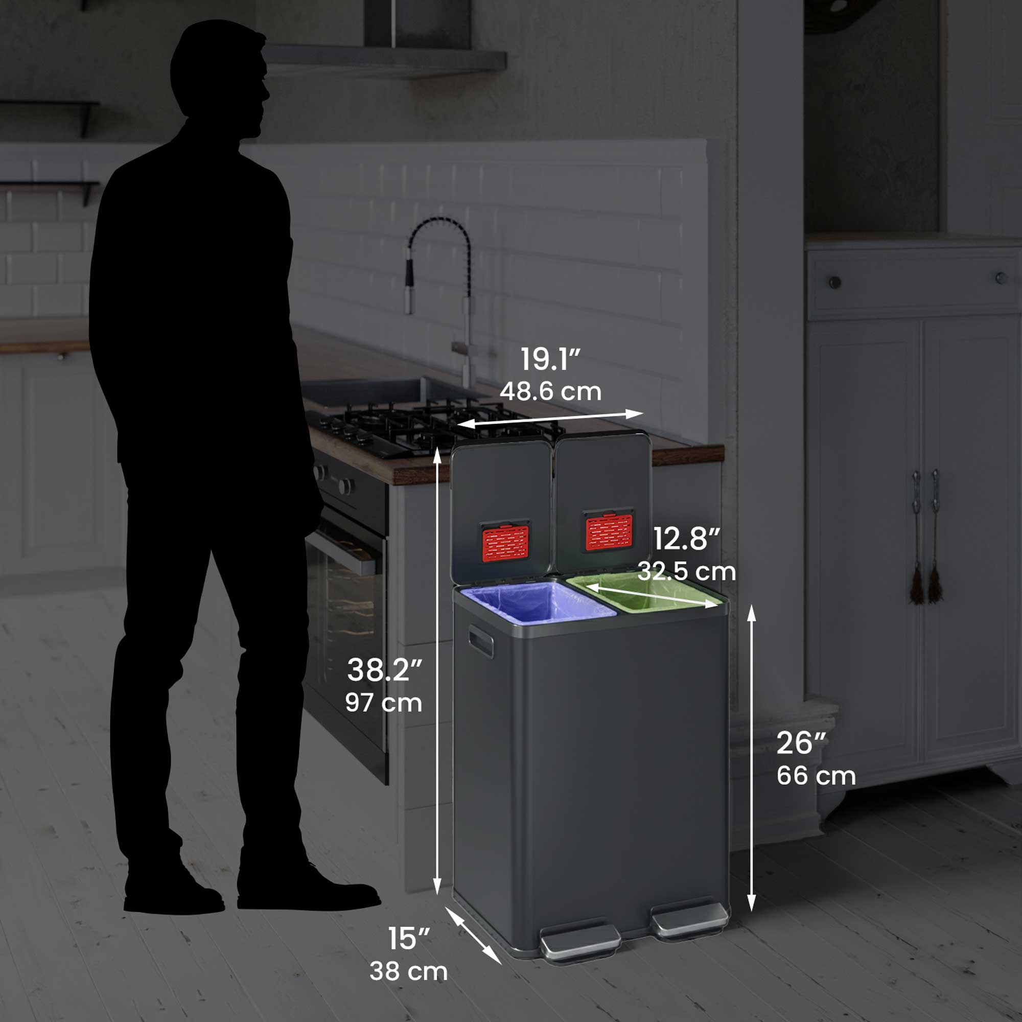itouchless-61l-16-gal-softstep-stainless-steel-dual-compartment-trash-and-recycl image 7