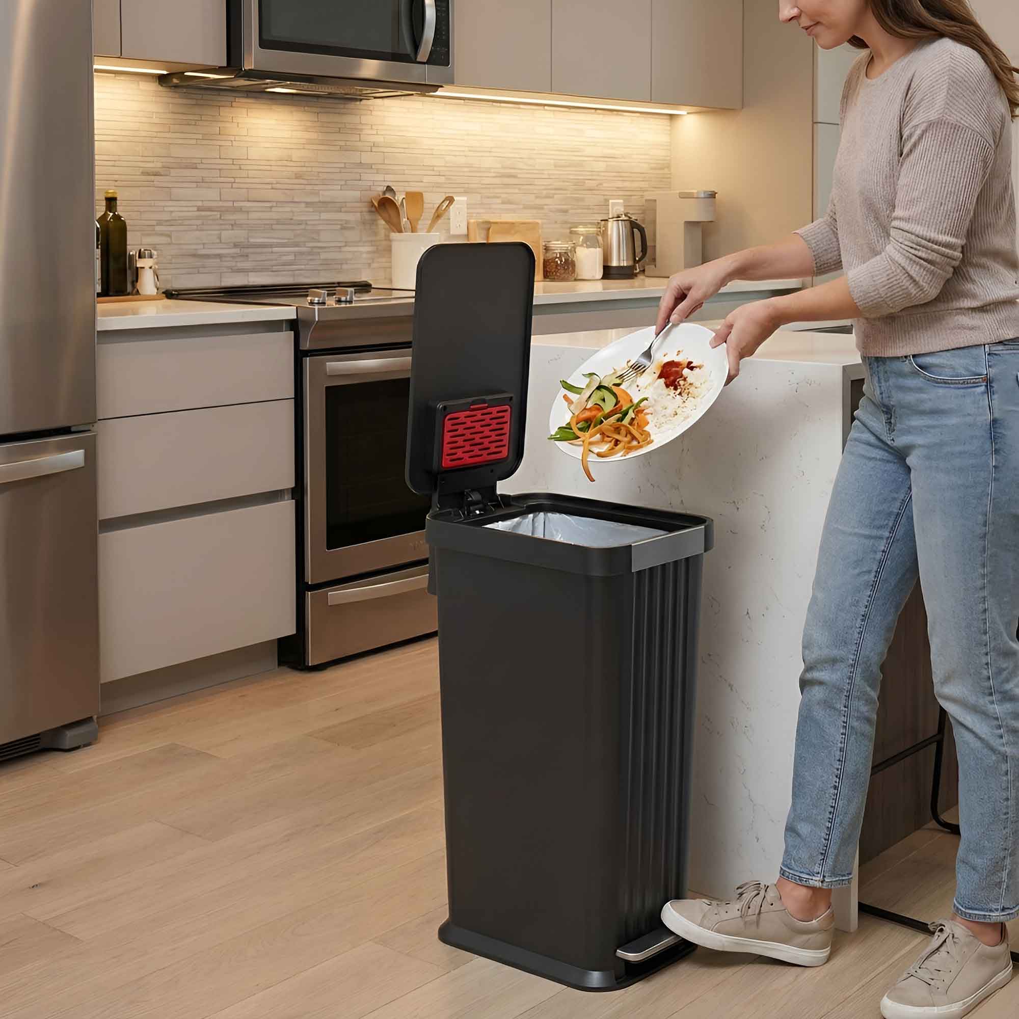 itouchless-13-2-gallon-50-liter-softstep-elongated-step-pedal-kitchen-trash-can- image 2