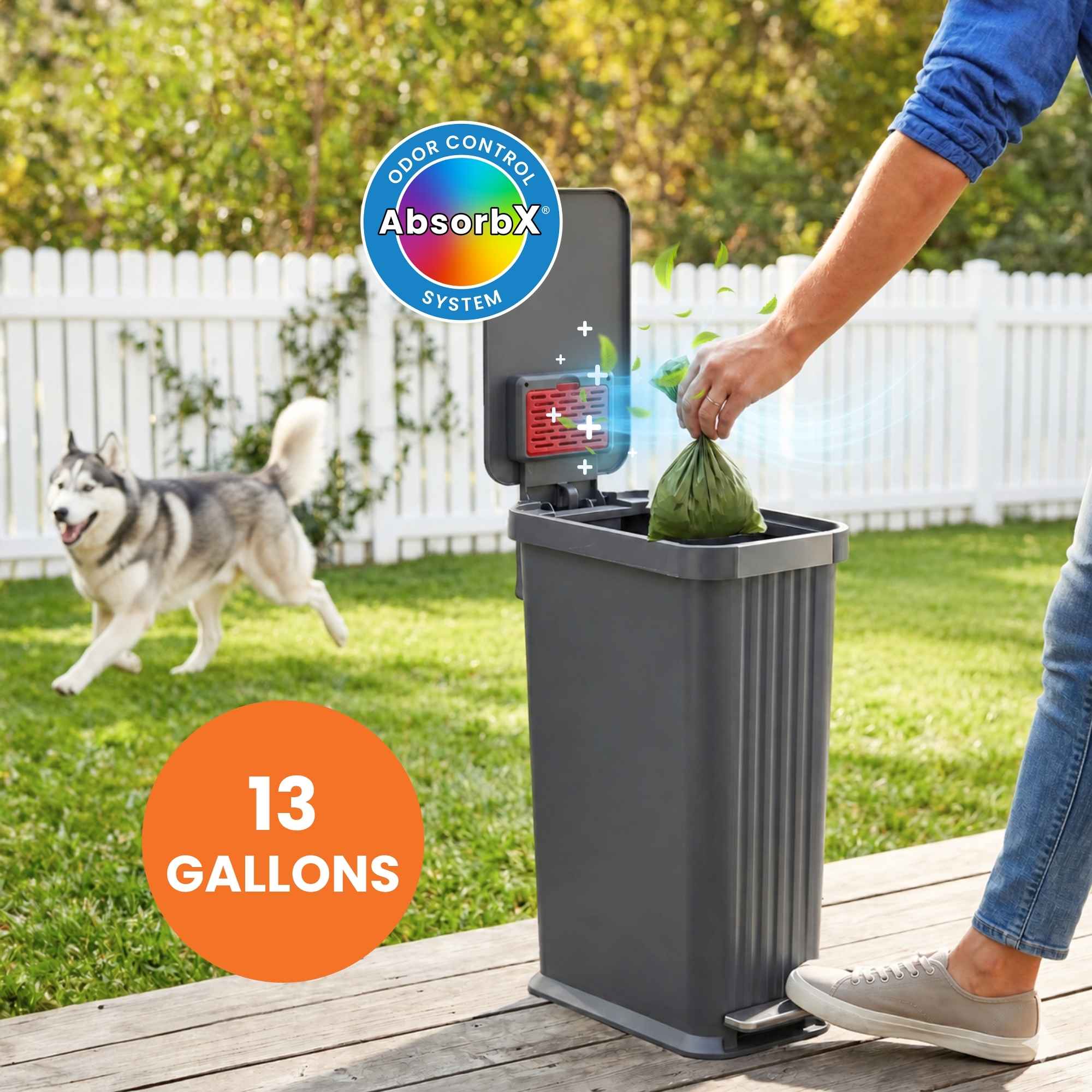 itouchless-13-2-gallon-softstep-elongated-step-pedal-pet-waste-receptacle-with-a image 2
