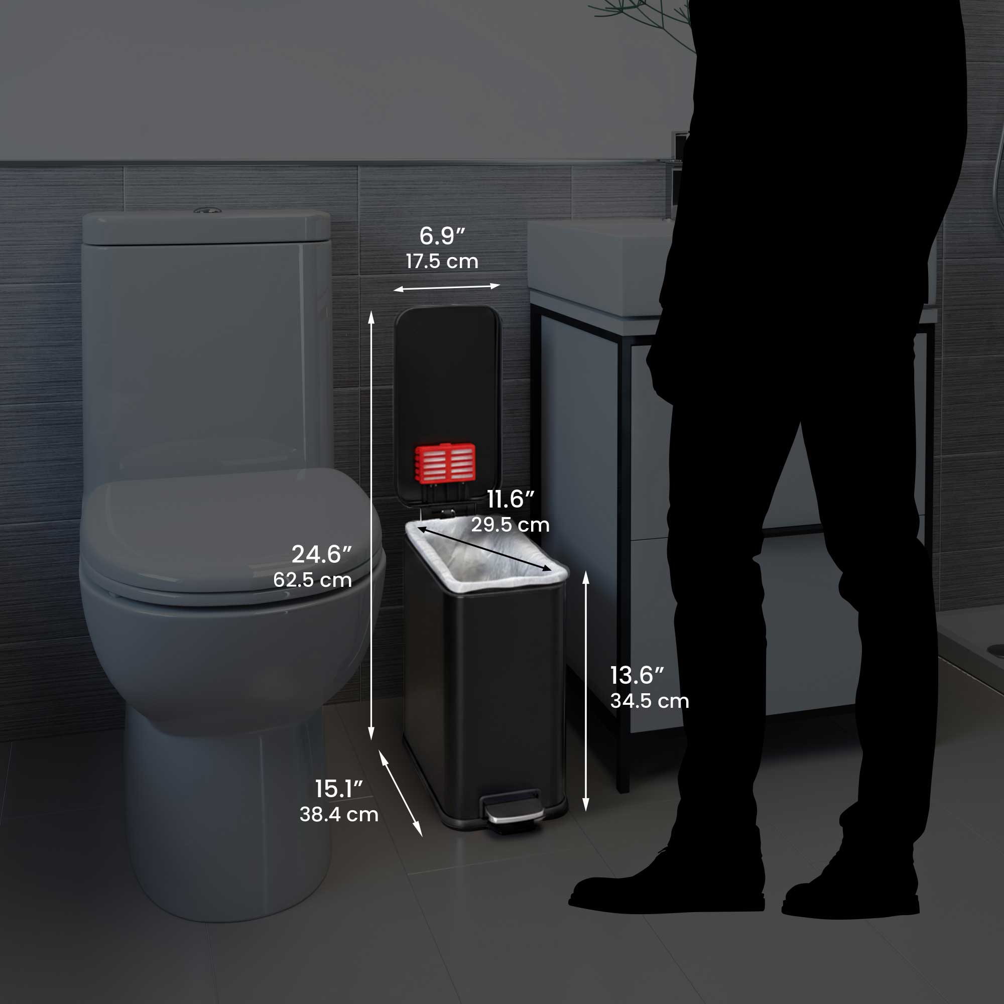 itouchless-softstep-matte-black-stainless-steel-3-gallon-slim-step-pedal-trash-c image 6