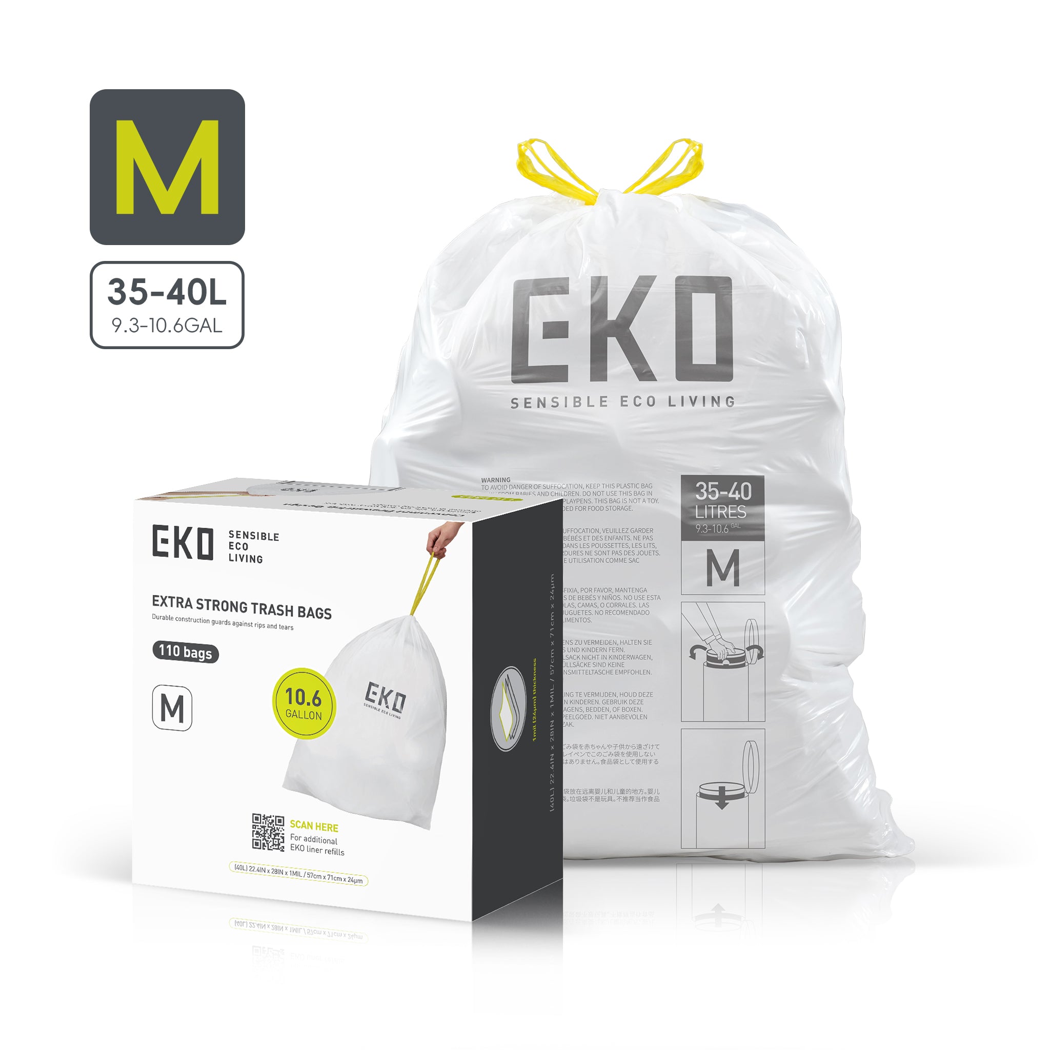 eko-code-m-10-6-gallon-easy-dispense-roll-trash-bags-110-count-1-mil-durable-dra image 1