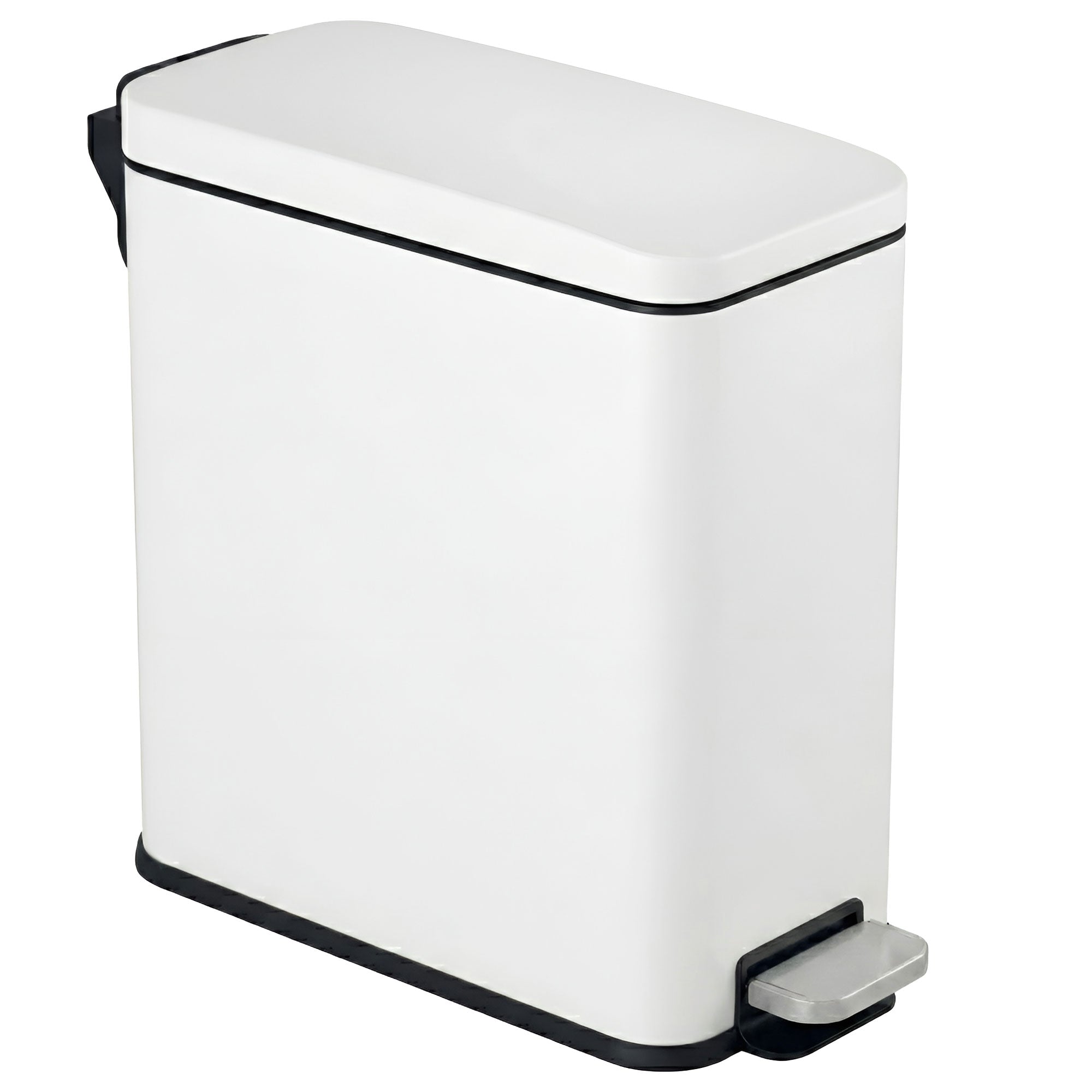 itouchless-softstep-3-gallon-chalk-white-stainless-steel-slim-step-pedal-bathroo image 1