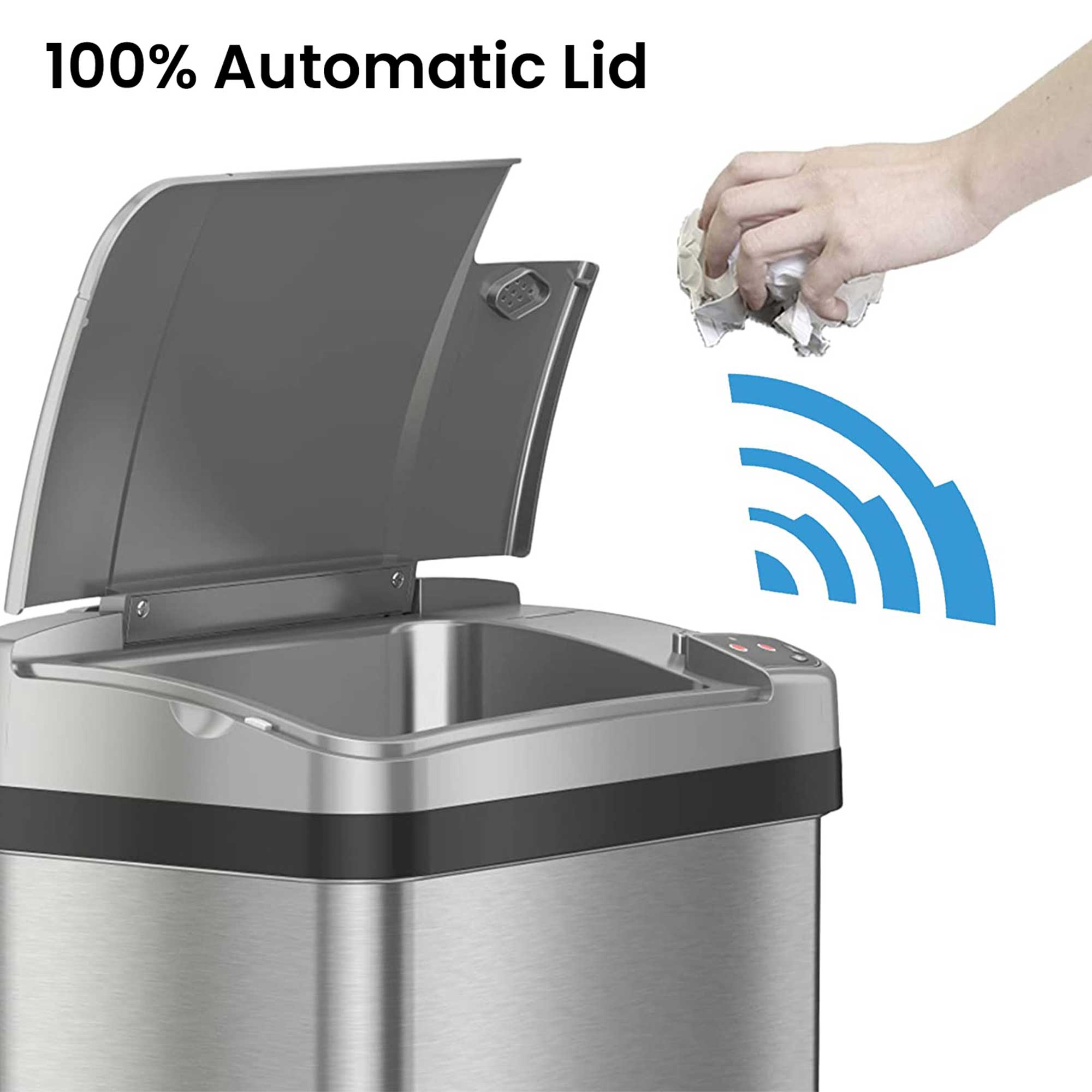 itouchless-2-5-gallon-10-liter-stainless-steel-sensor-bathroom-trash-can-with-ab image 2