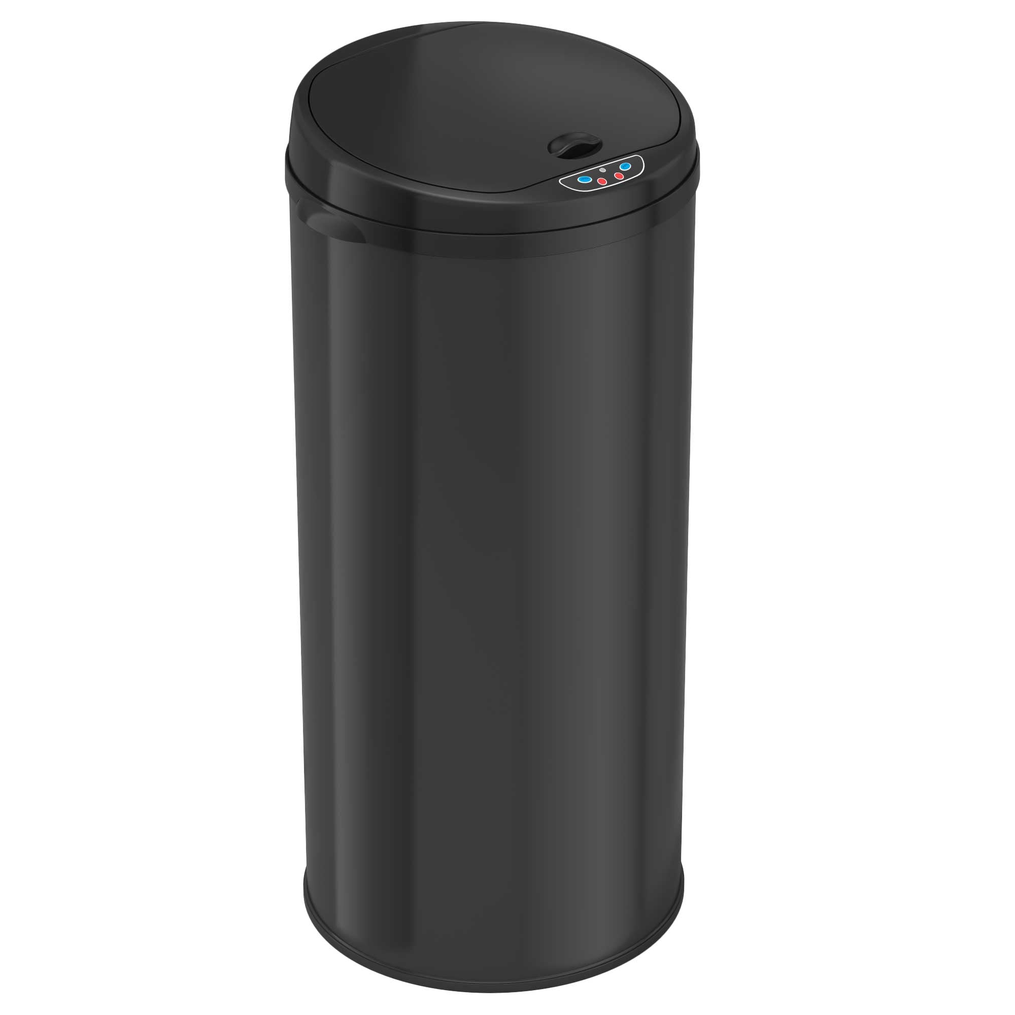 itouchless-13-gallon-50-liter-round-black-stainless-steel-sensor-kitchen-trash-c image 1