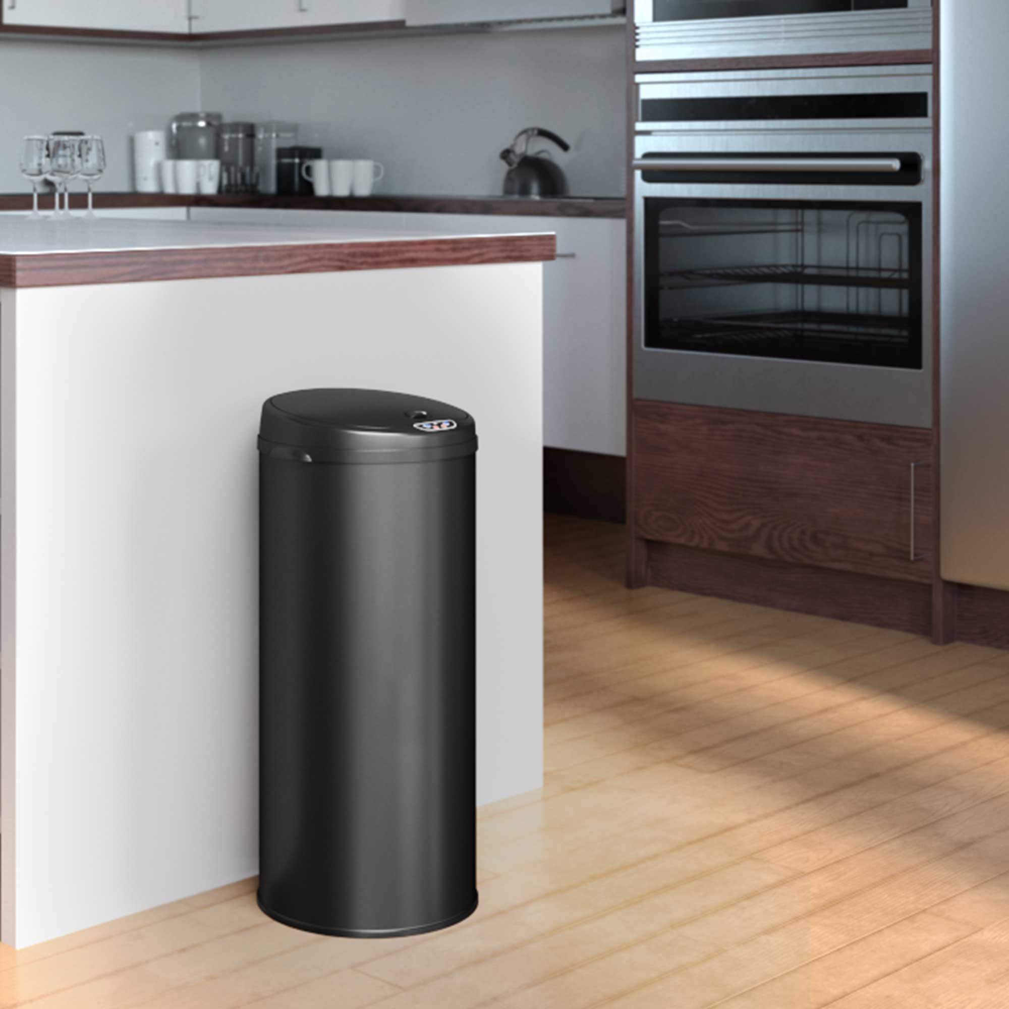 itouchless-13-gallon-50-liter-round-black-stainless-steel-sensor-kitchen-trash-c image 5