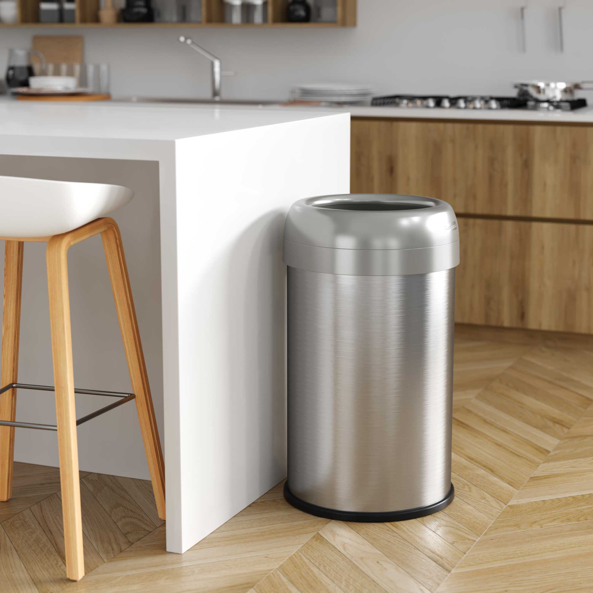 itouchless-13-gallon-50-liter-round-open-top-stainless-steel-kitchen-trash-can-w image 2