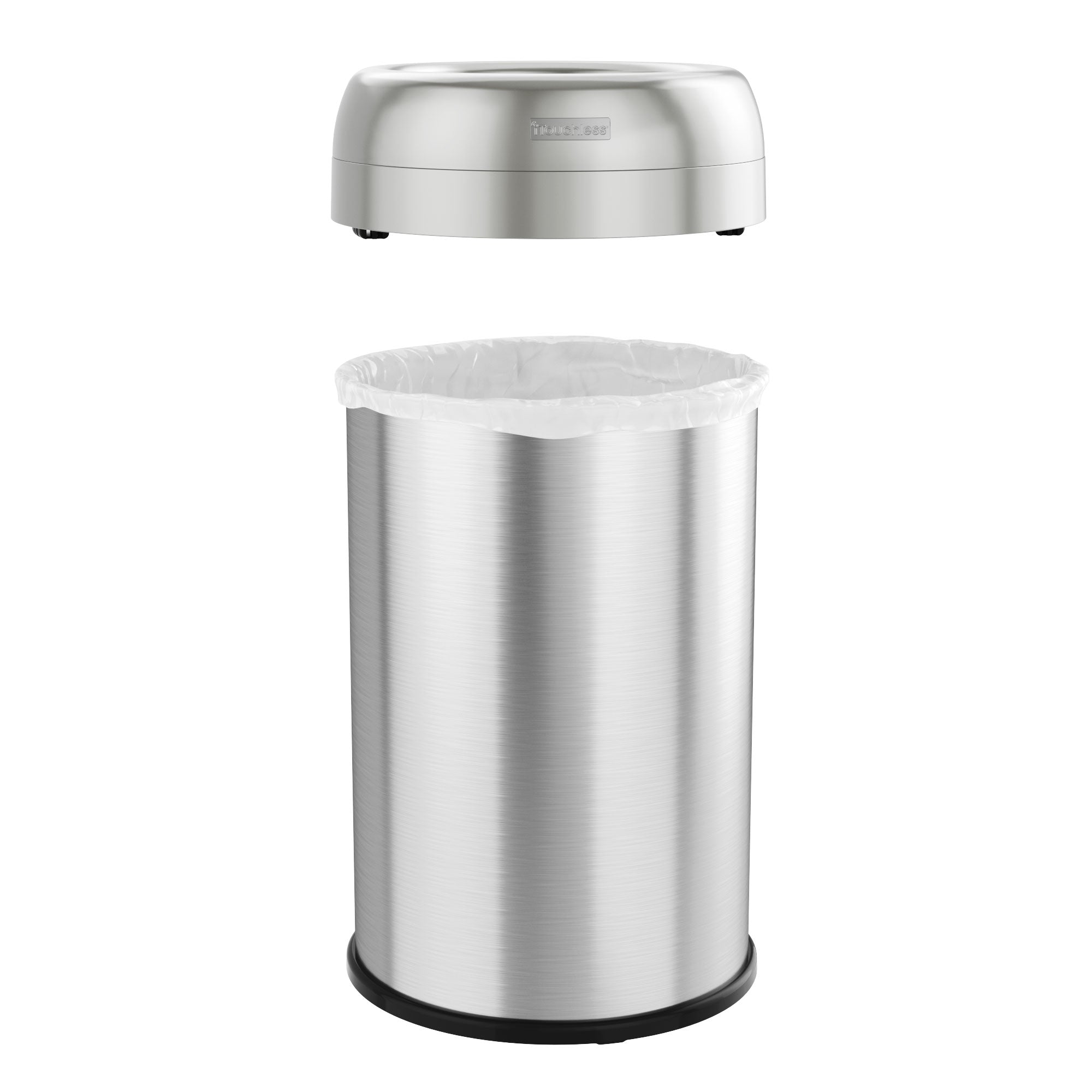 itouchless-13-gallon-50-liter-round-open-top-stainless-steel-kitchen-trash-can-w image 4
