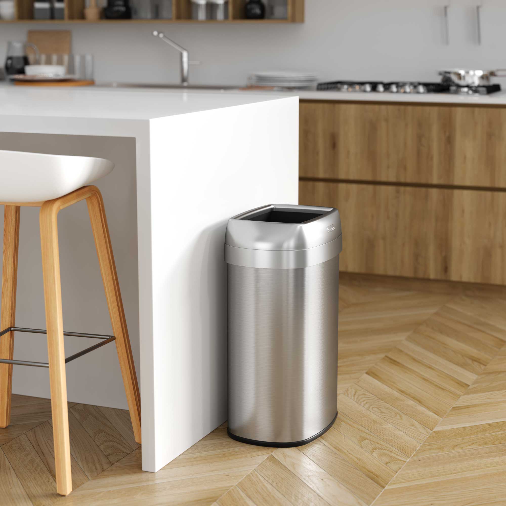 itouchless-50l-13-gallon-oval-open-top-stainless-steel-trash-can-with-dual-absor image 4