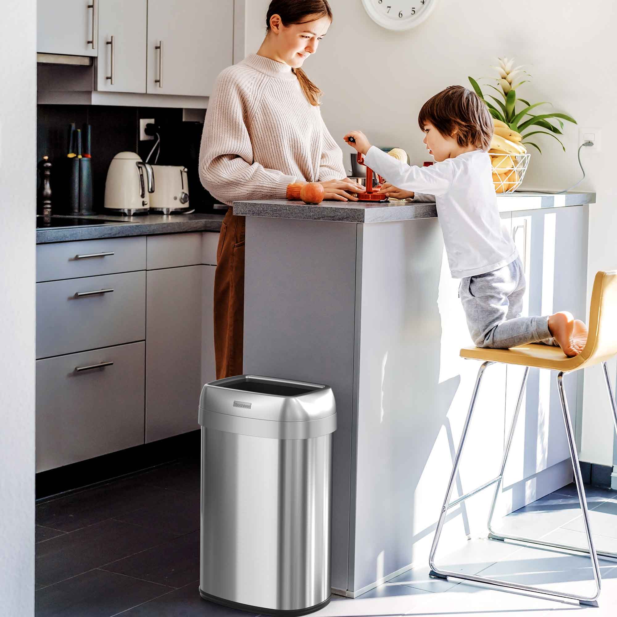 itouchless-50l-13-gallon-oval-open-top-stainless-steel-trash-can-with-dual-absor image 5
