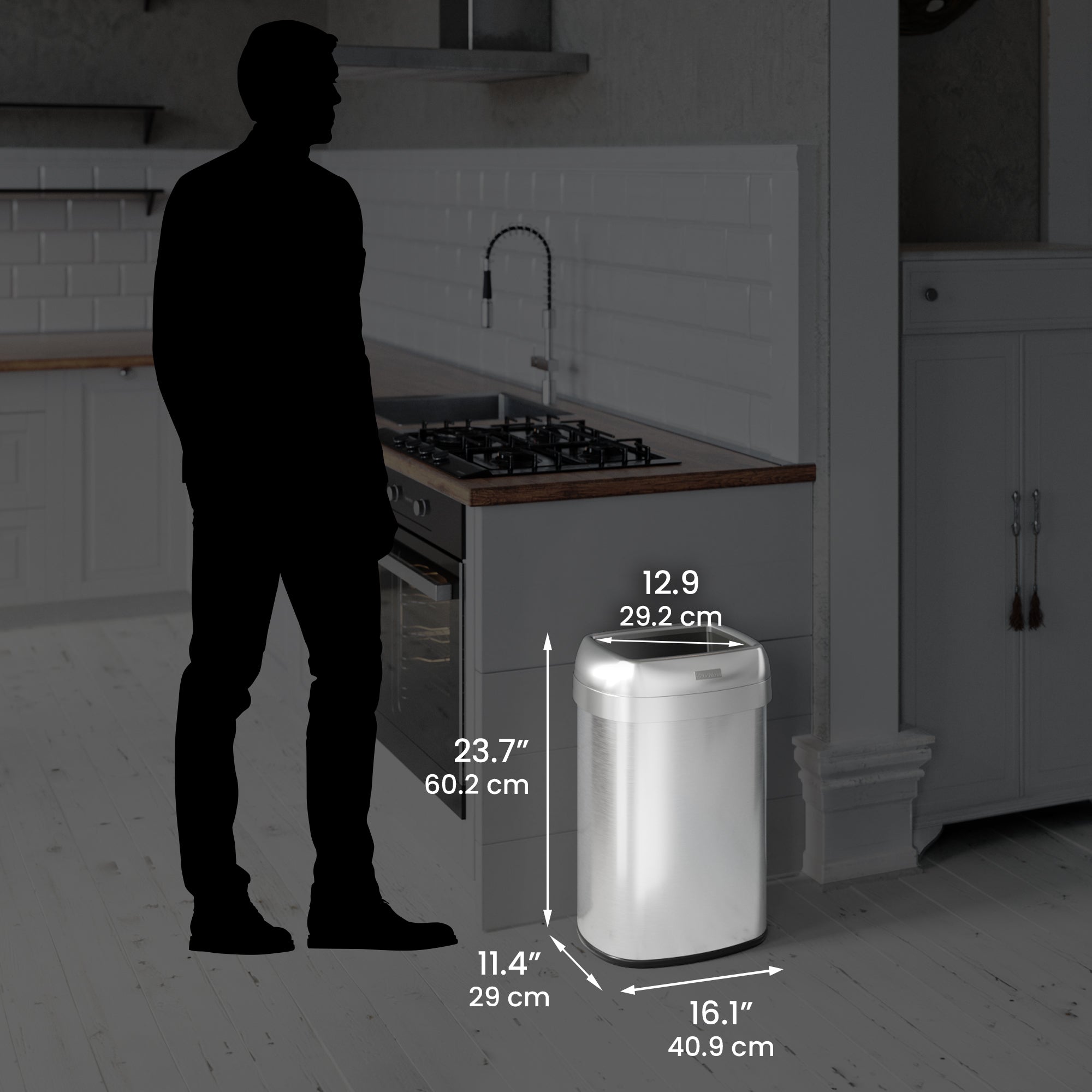 itouchless-50l-13-gallon-oval-open-top-stainless-steel-trash-can-with-dual-absor image 6