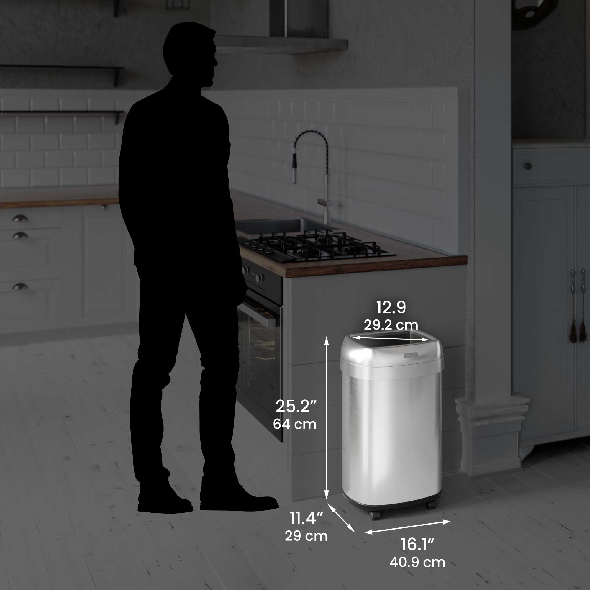 itouchless-13-gallon-50-liter-oval-open-top-stainless-steel-kitchen-trash-can-wi image 6
