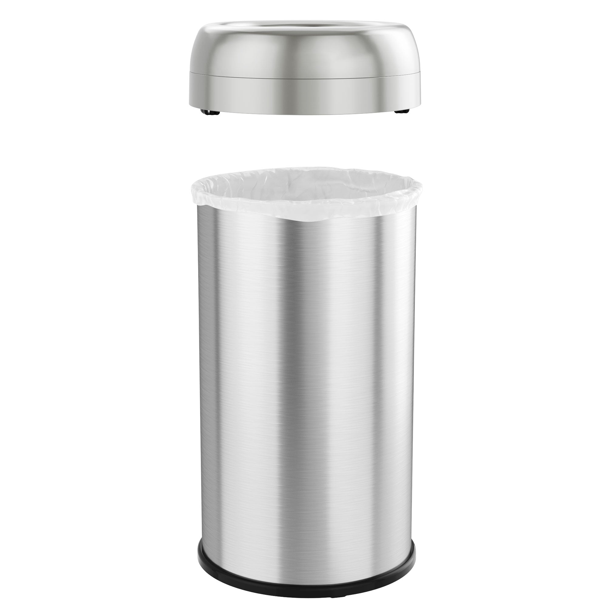 itouchless-16-gallon-round-open-top-stainless-steel-trash-can-with-wheels-and-du image 5