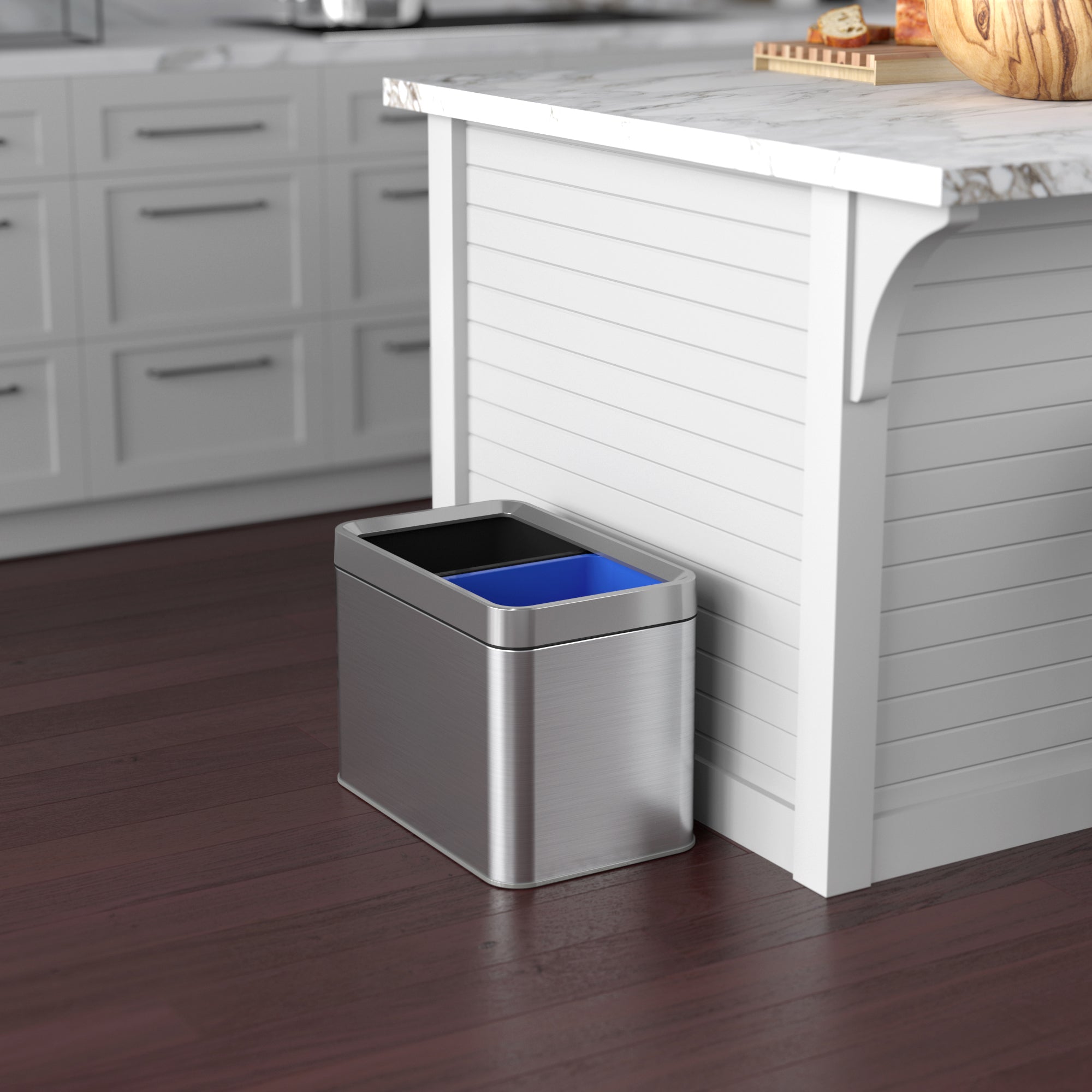 itouchless-20-liter-5-3-gallon-dual-compartment-open-top-trash-can-recycle-bin-s image 2