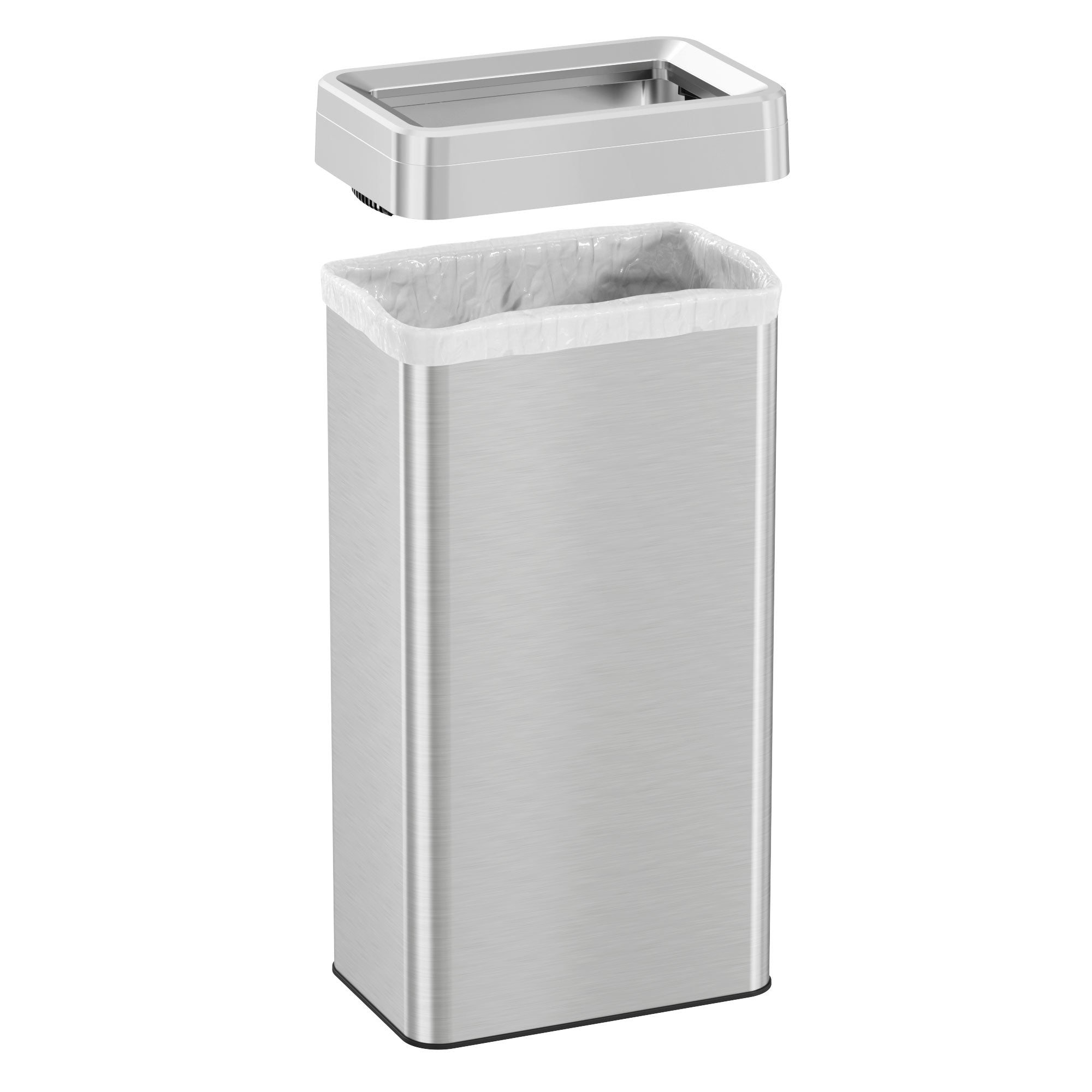 itouchless-21-gallon-80-liter-rectangular-open-top-stainless-steel-trash-can-wit image 4