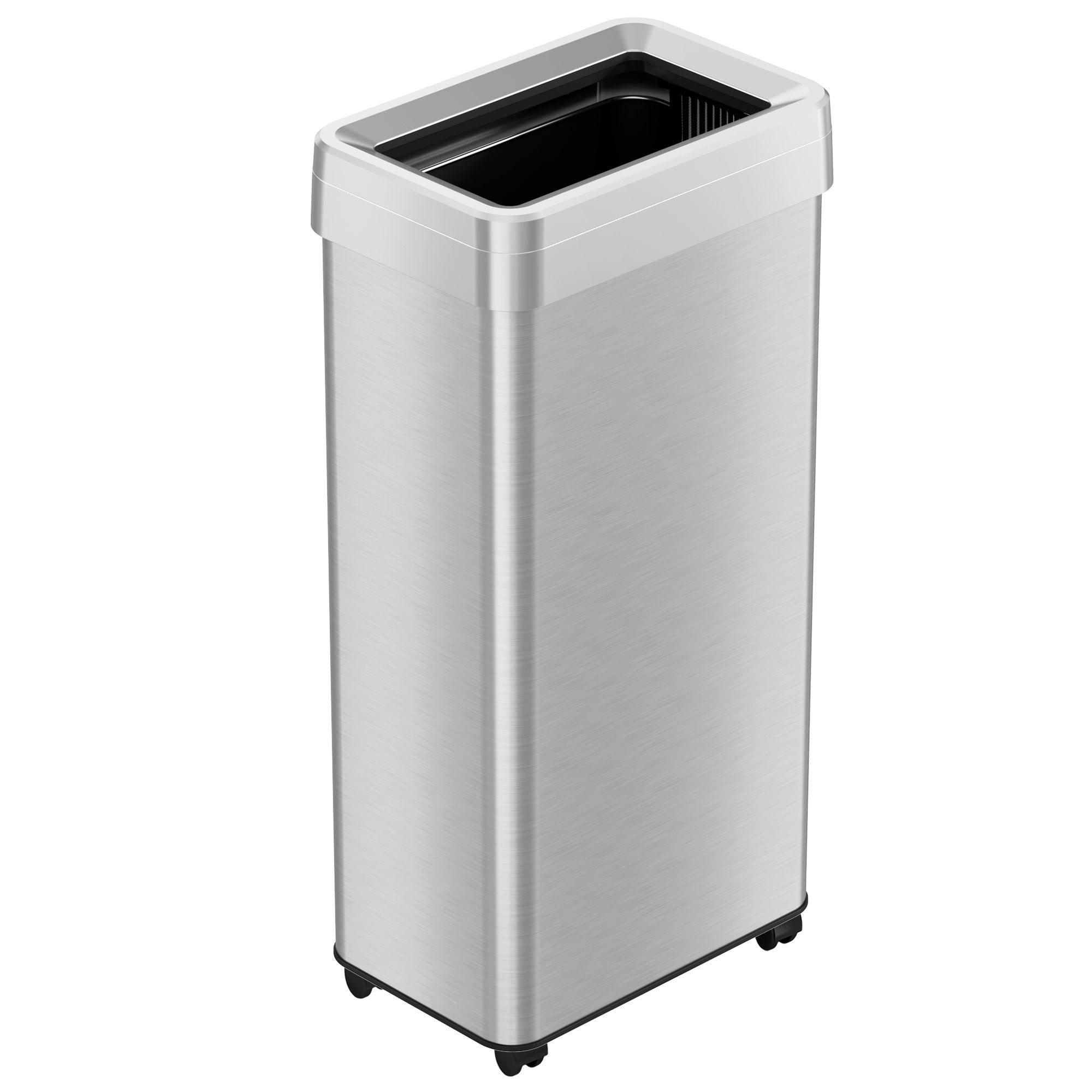 itouchless-80-liter-21-gallon-rectangular-open-top-stainless-steel-trash-can-wit image 1
