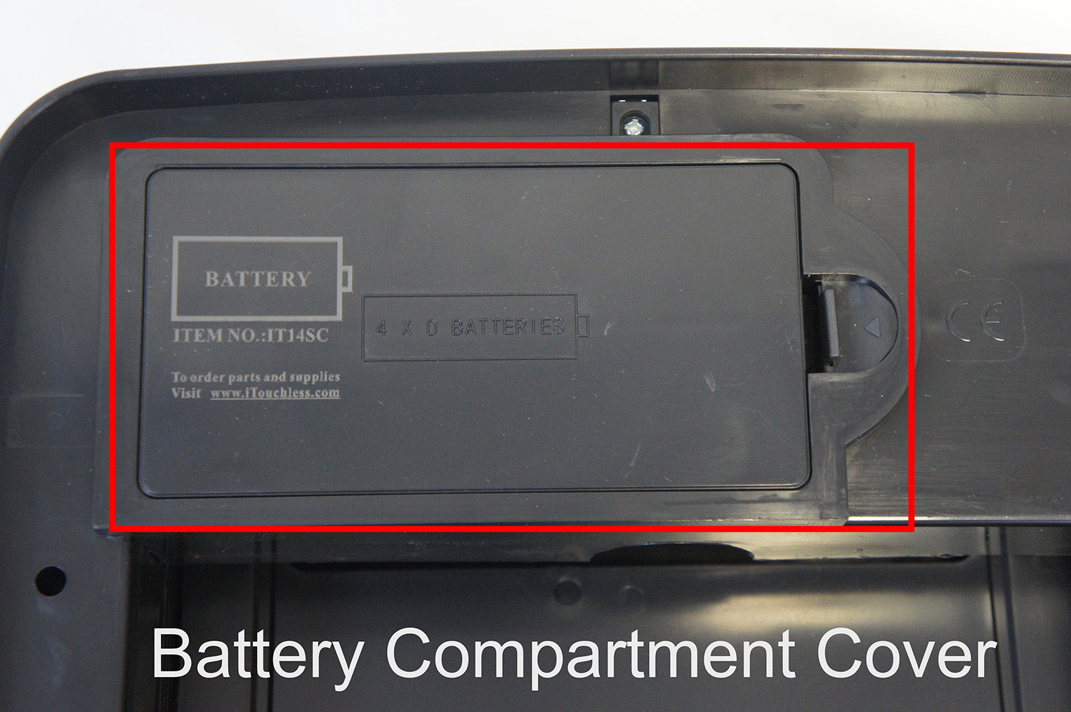itouchless-battery-cover-with-single-end-tab-for-14-gallon-trash-cans-it14sb-it1 image 2