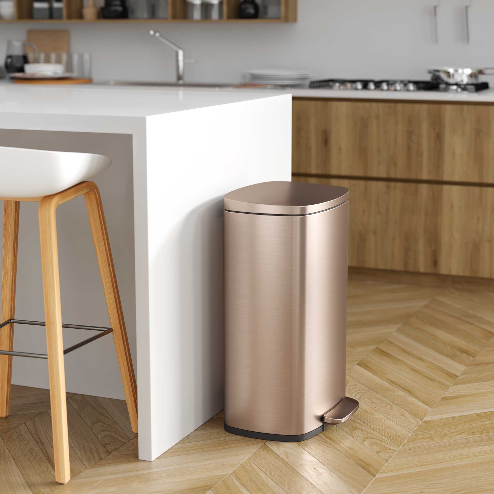 itouchless-softstep-13-2-gallon-50-liter-rose-gold-stainless-steel-step-trash-ca image 2