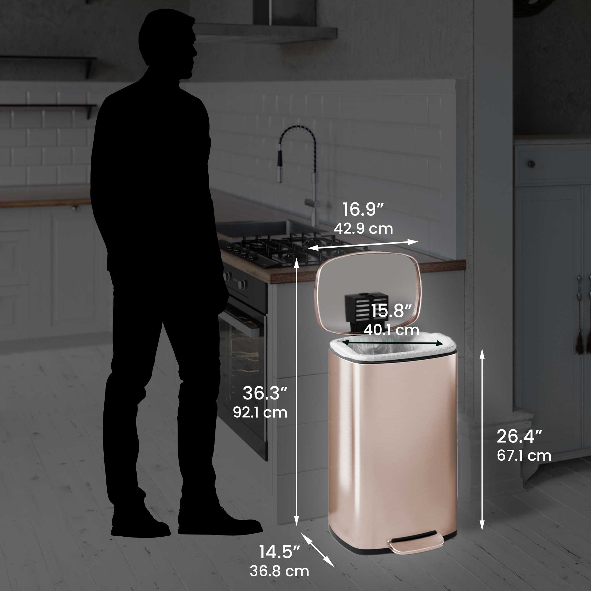 itouchless-softstep-13-2-gallon-50-liter-rose-gold-stainless-steel-step-trash-ca image 6