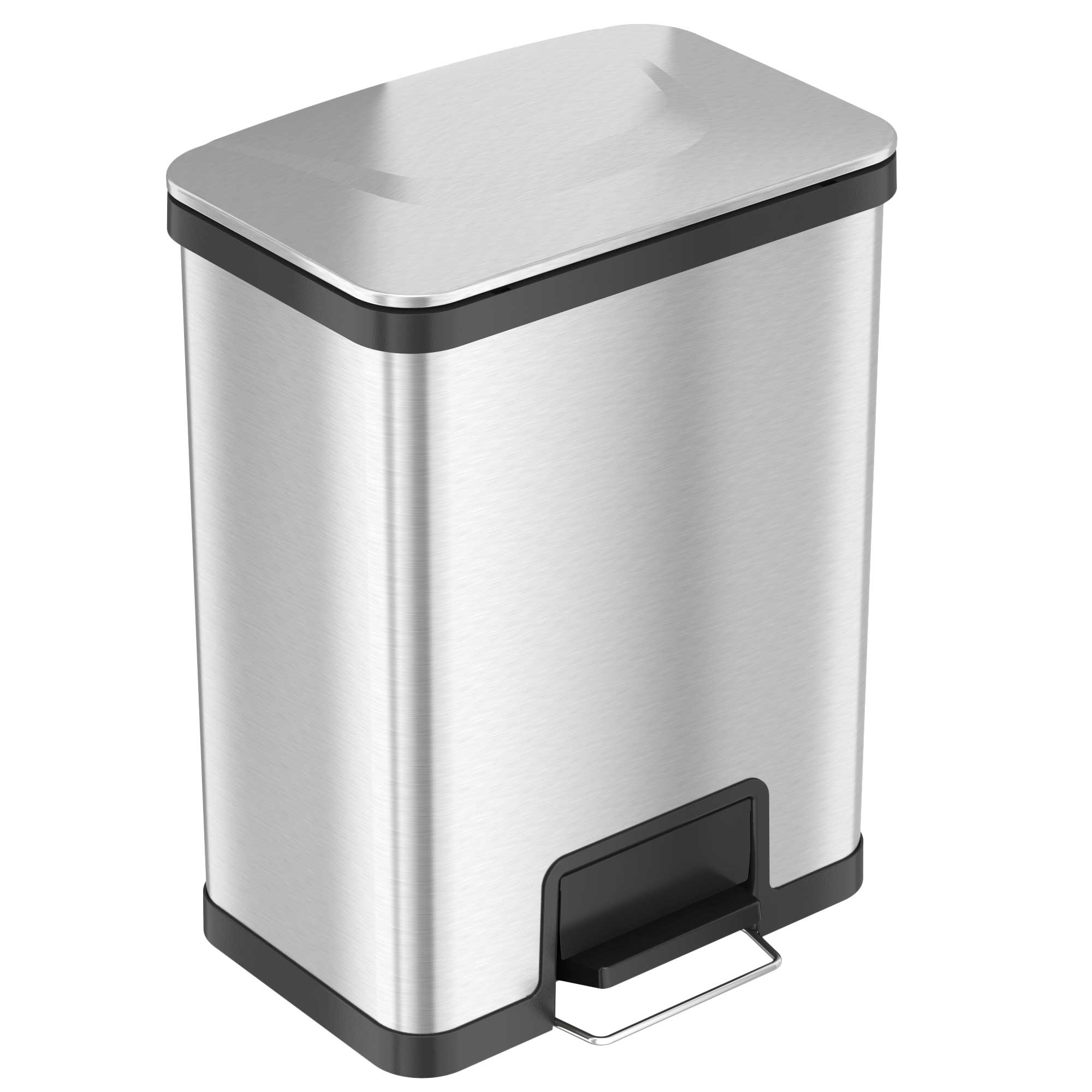 itouchless-airstep-13-gallon-stainless-steel-step-pedal-kitchen-trash-can-with-a image 1