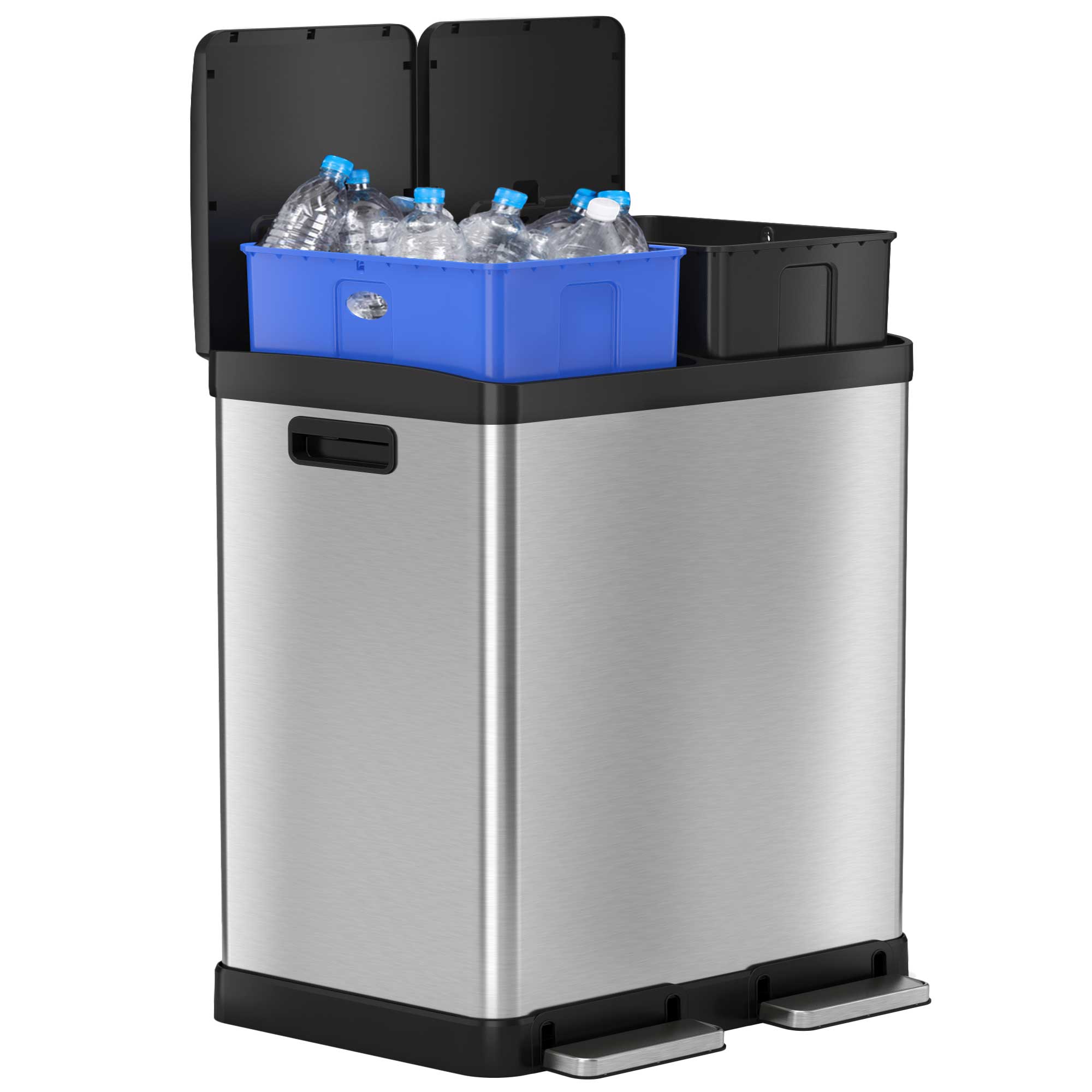 itouchless-softstep-16-gallon-dual-compartment-stainless-steel-step-trash-can-an image 1