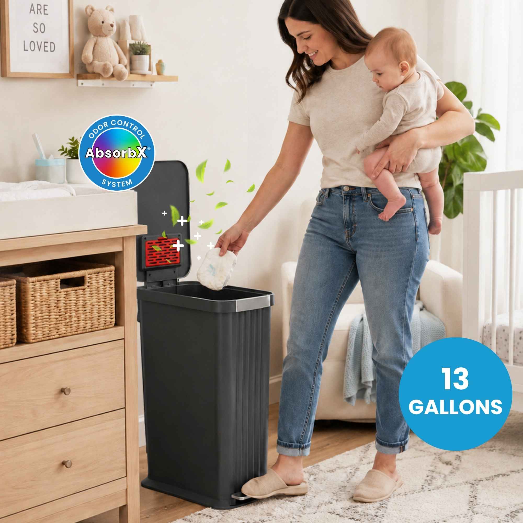 itouchless-50-liter-13-2-gallon-softstep-elongated-step-pedal-baby-diaper-pail-w image 2