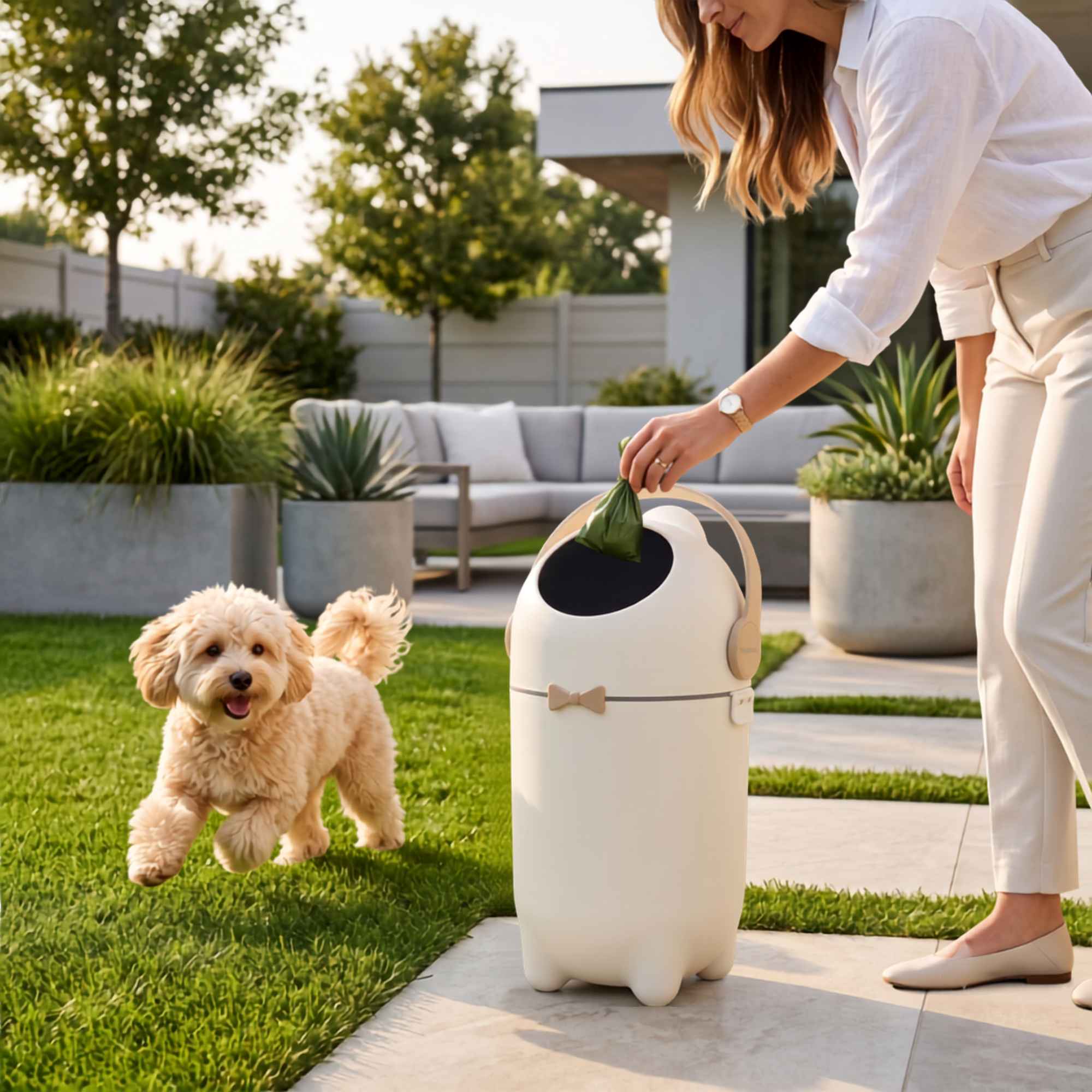 itouchless-boho-ivory-15-liter-4-gallon-pet-waste-receptacle-with-ag-silver-ion- image 8
